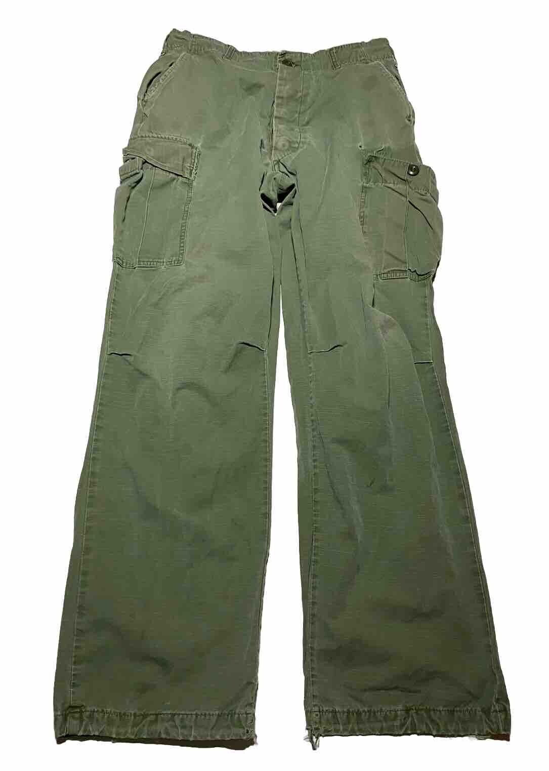 Vintage Vietnam Era US Army Trousers OG-107 Poplin Rip Stop Pants Medium AH3