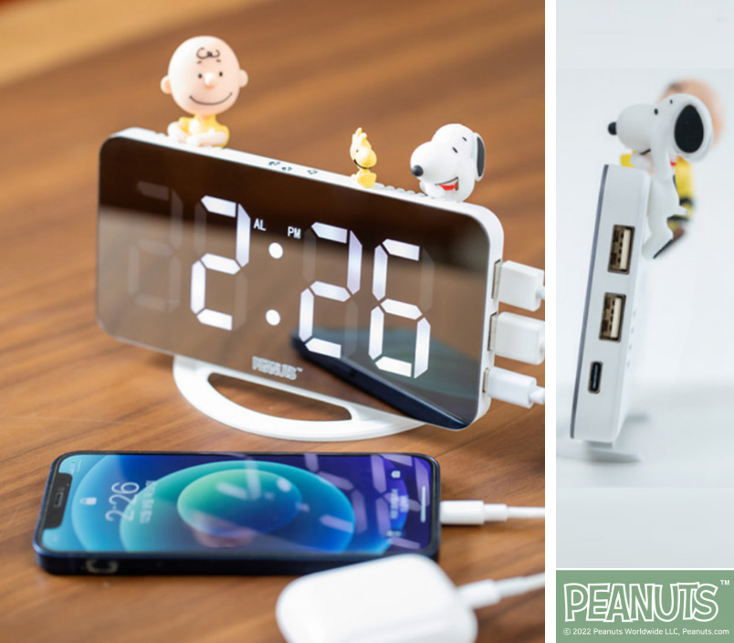 Snoopy LED Digital Clock Charger Alarm Silent  LICENSED +  Track
