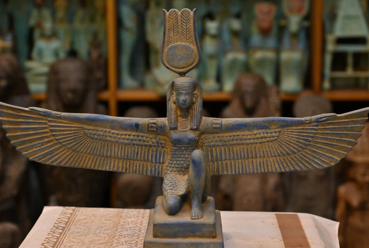 RARE Ancient Antique Of The Winged Statue Of Goddess Isis Pharaonic Antiques BC