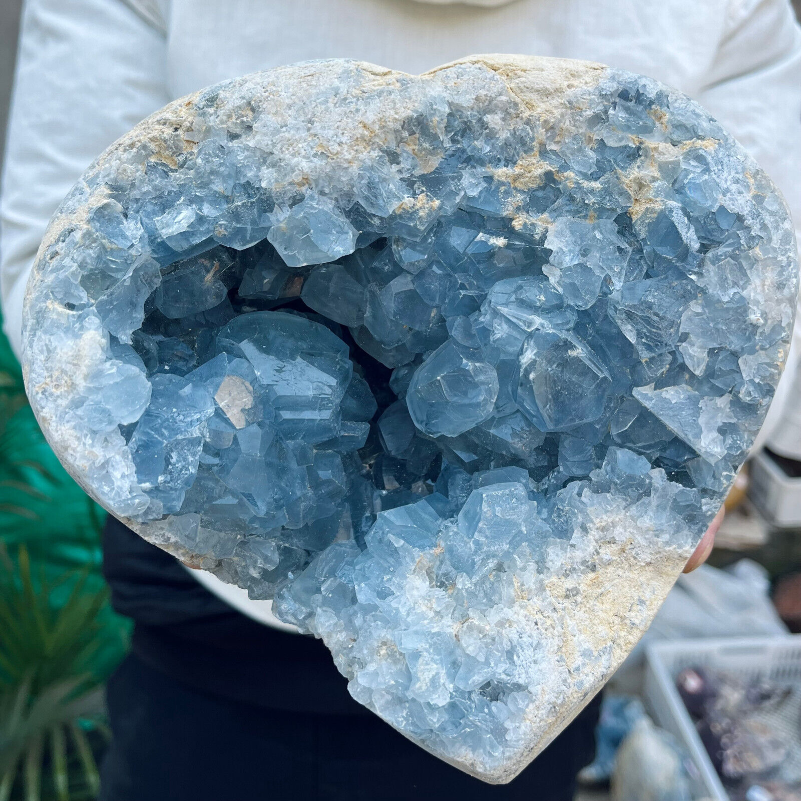 12.3lb Large Natural Blue Celestite Crystal Geode Quartz Cluster Mineral Specime