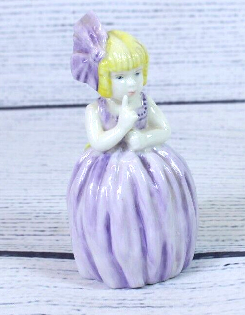 Royal Worcester HUSH Candle Snuffer Dated 1976 Sweet Girl Lavender Dress England