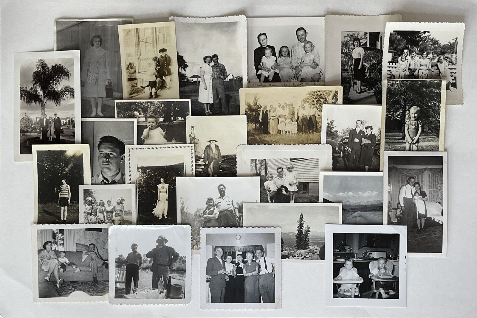 Vintage Photos Black White Sepia Snapshots Men Women Children Lot Of 25