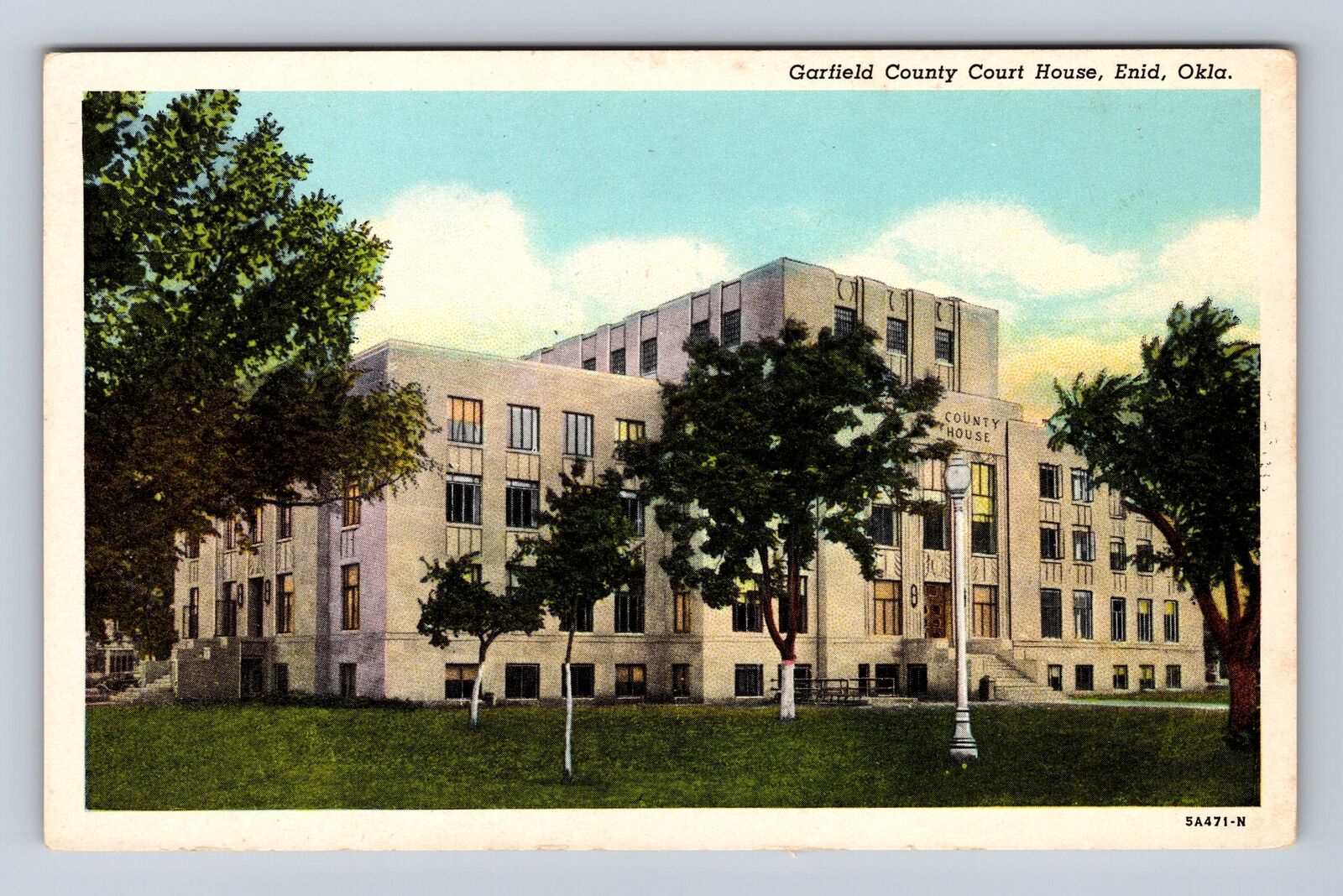 Enid OK-Oklahoma, Garfield County Courthouse, Antique, Vintage Souvenir Postcard