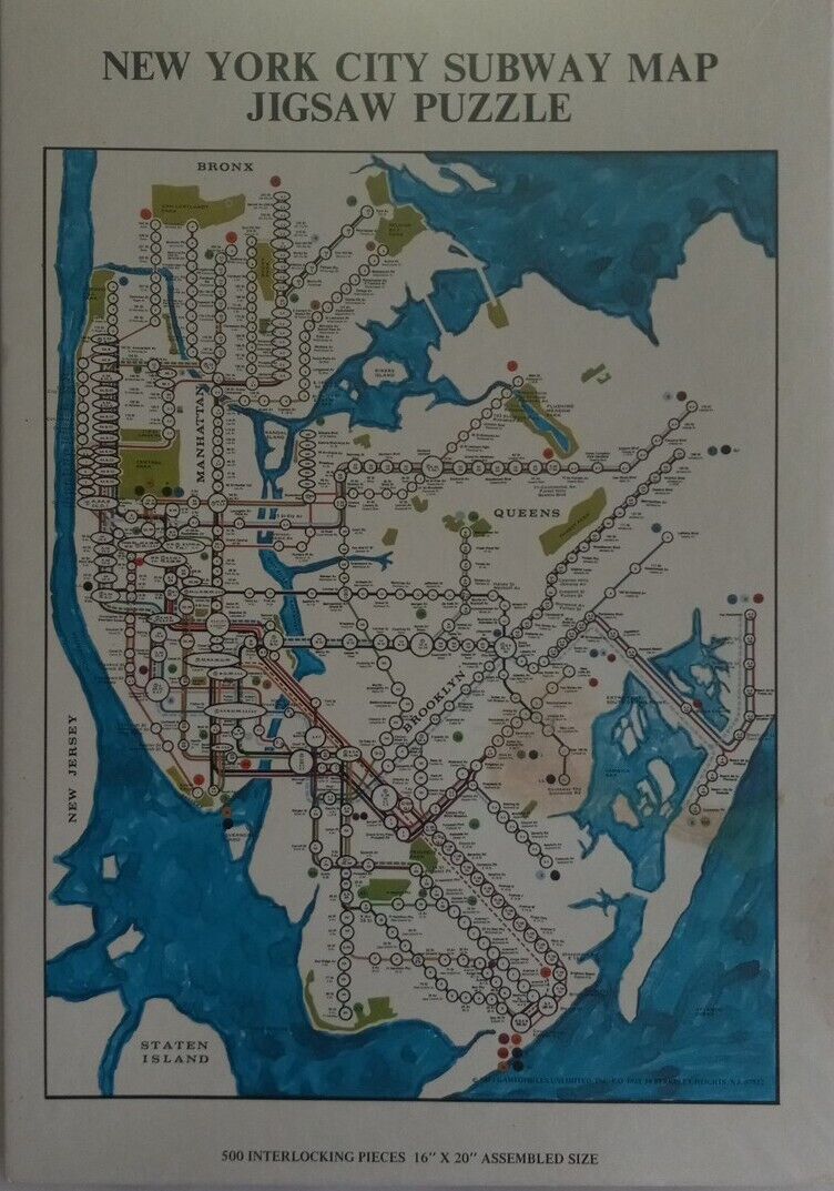 Vintage 1971 Jigsaw Puzzle New York City Subway Map Preowned Complete Made in US