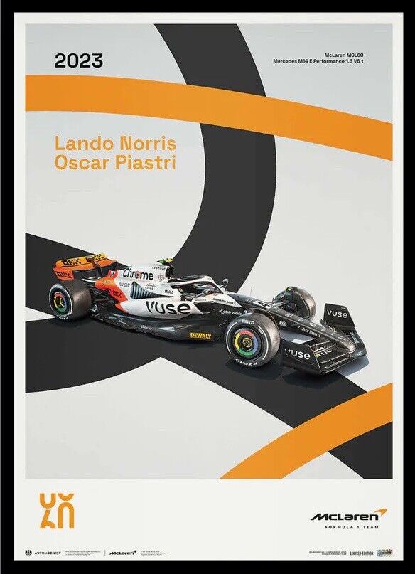 McLaren Racing 2023 MCL60 Lando Norris Oscar Piastri Formula 1 F1 Poster LE200