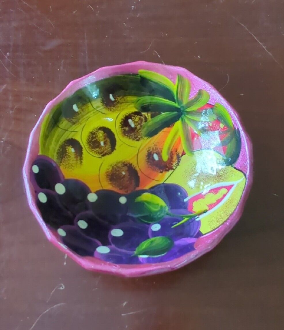 Mexican Folk Art Talavera Pottery Hand Painted Colorful Dish Mexico