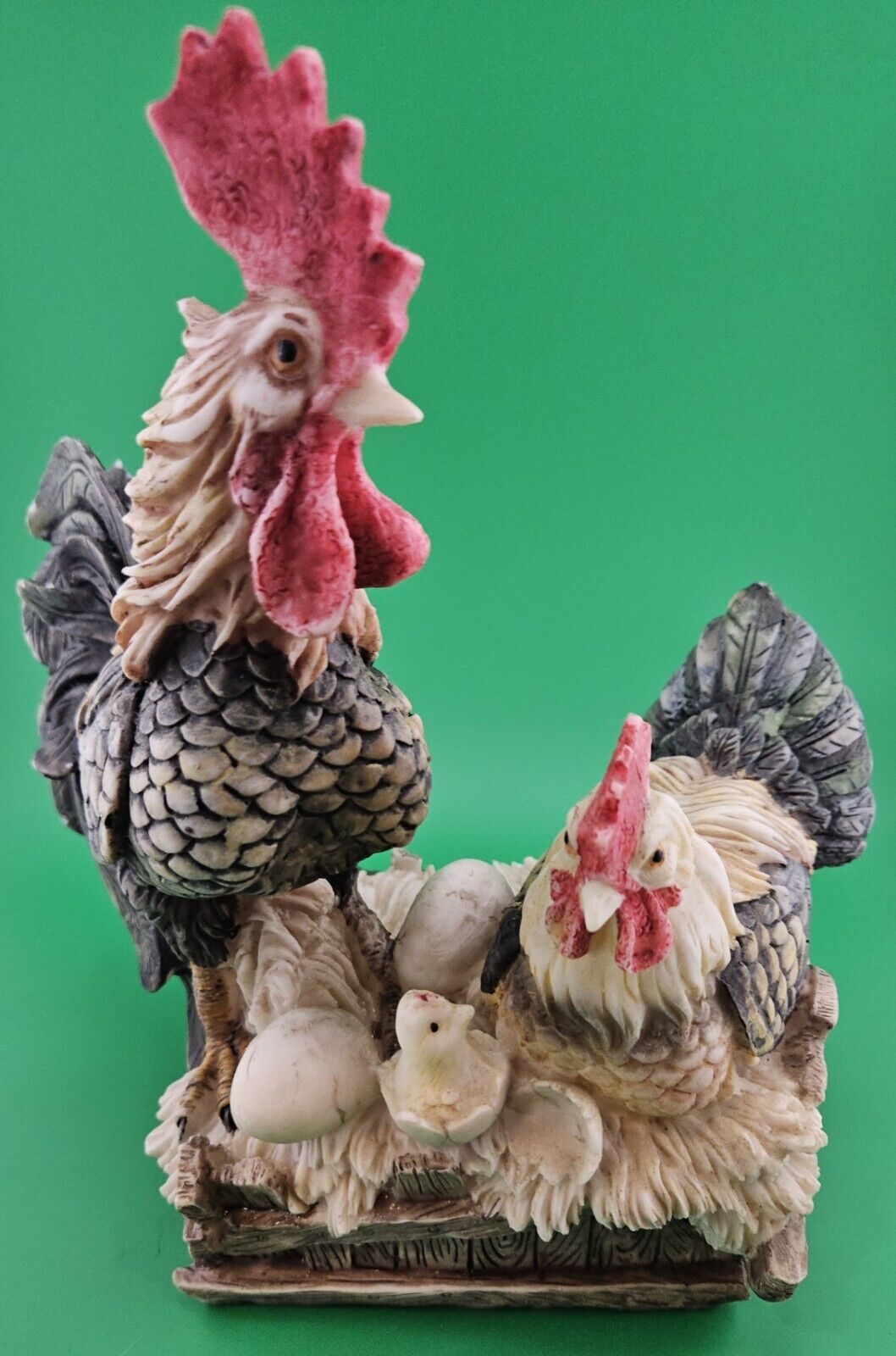 Resin Art-Vintage  Farmhouse/Country Rooster, Chicken, Chick, And Eggs