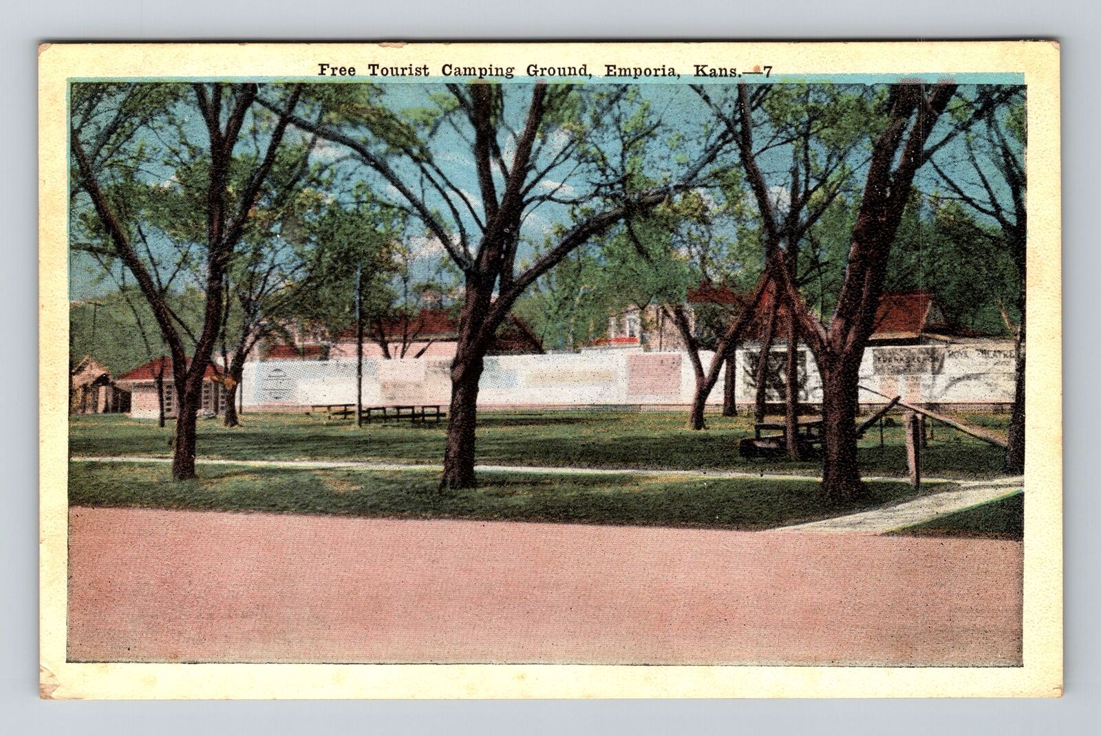 Emporia KS-Kansas, Free Tourist Camping Ground, Vintage Postcard