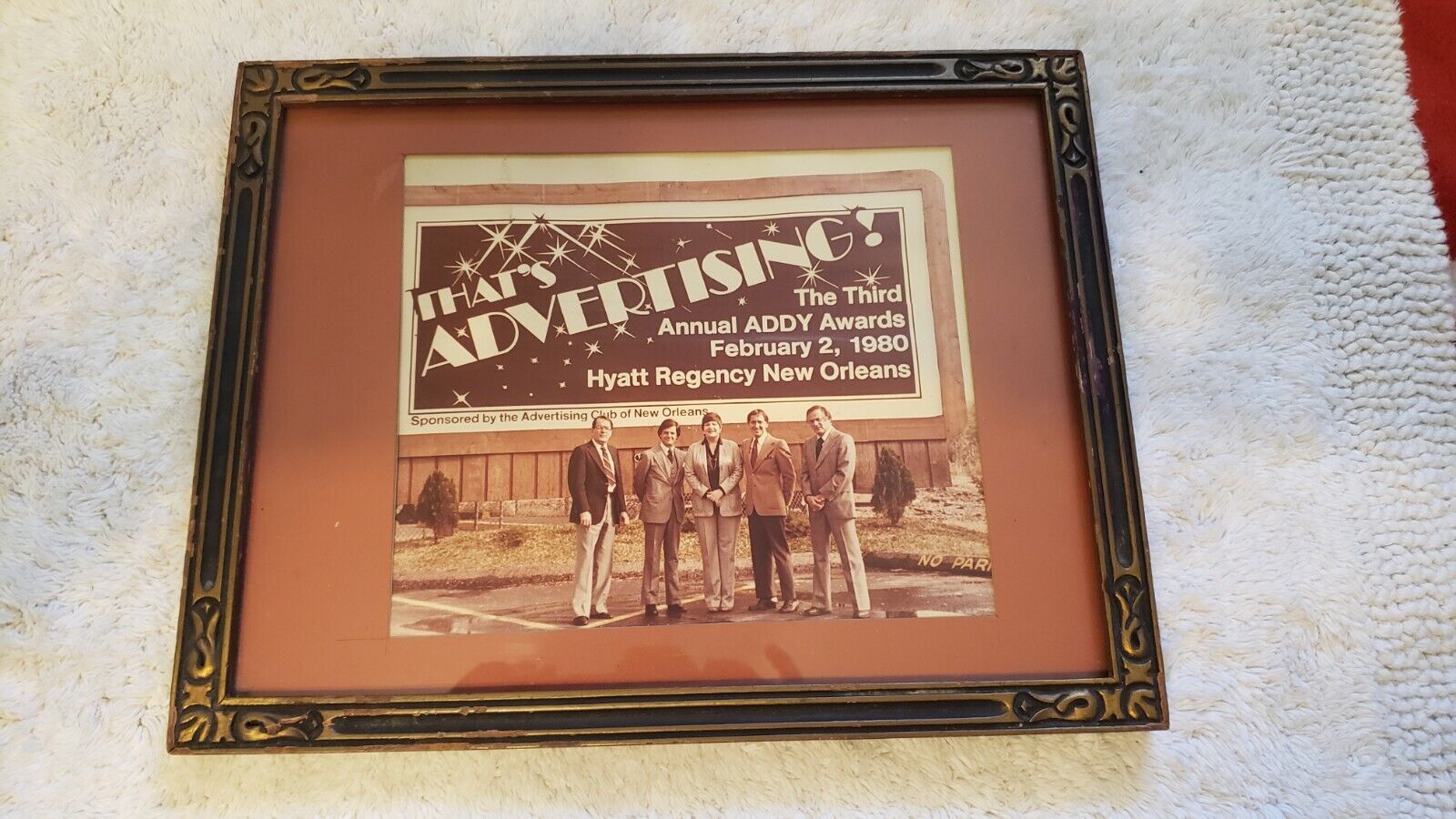 VINTAGE NEW ORLEANS AWARDS PHOTO FRAMED IN WOOD AND GLASS 44 YRS OLD, 