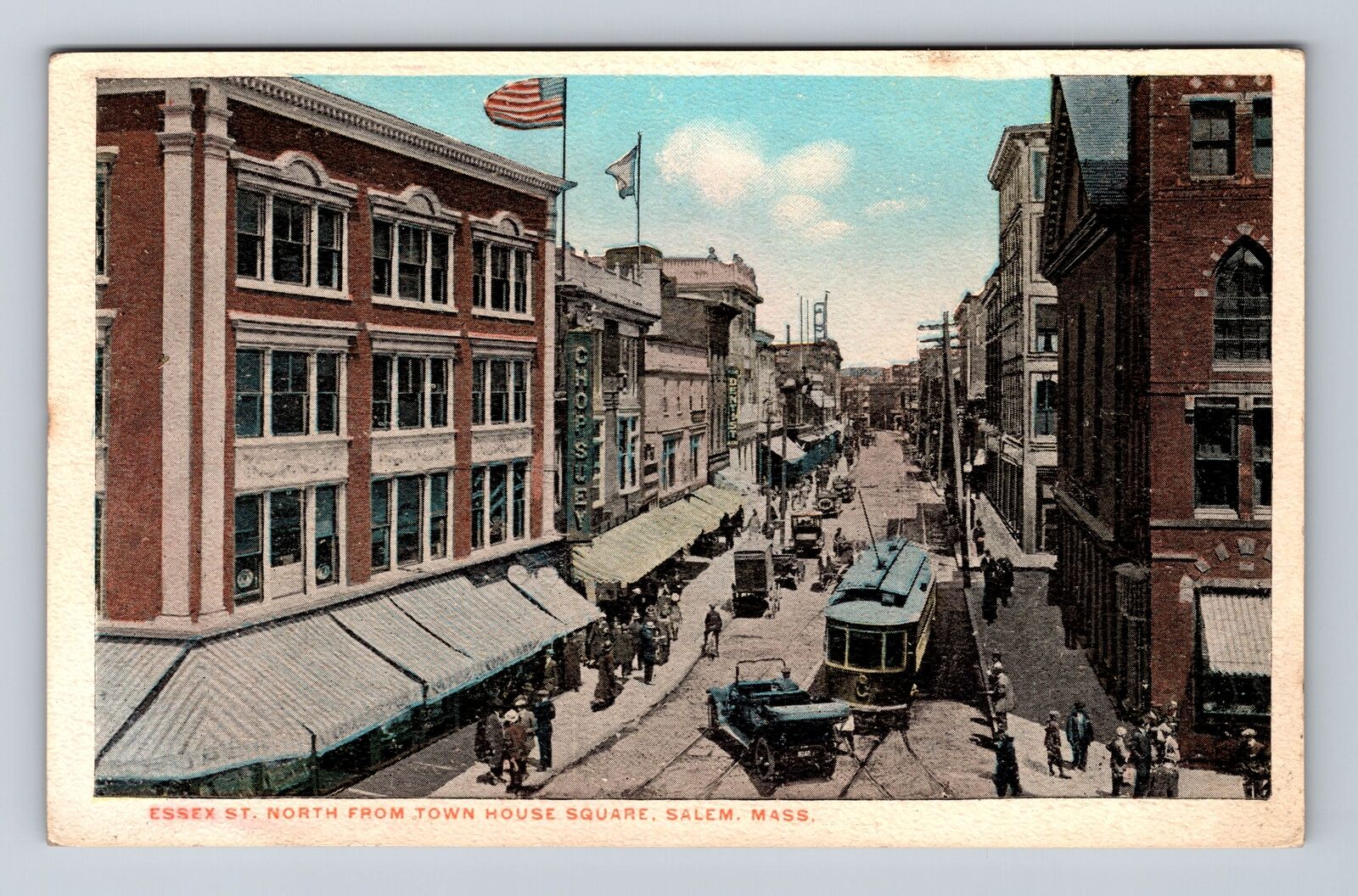 Salem MA-Massachusetts, Essex St North From Town House Square, Vintage Postcard