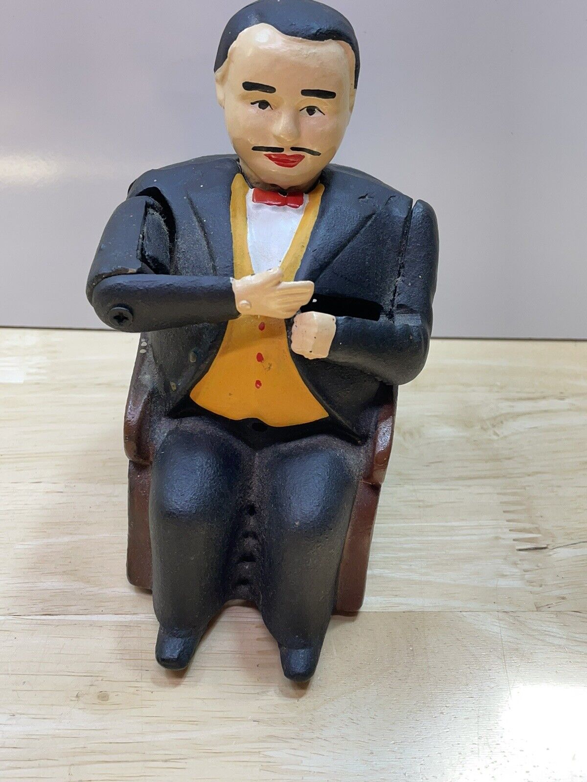 Vintage Tammany Bank Cast Iron Man In Chair Mechanical Coin Bank