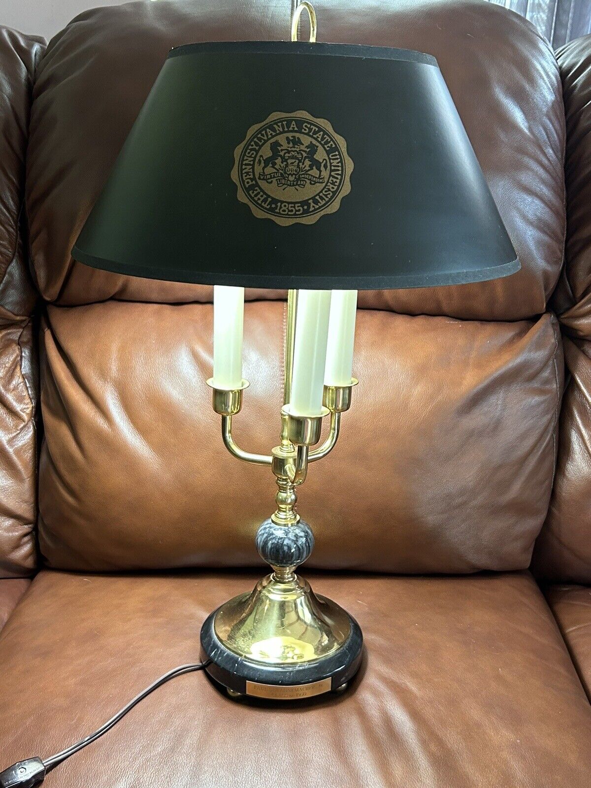 Vintage Penn State Class Of 1950 Graduates Lamp Brass & Marble Desk Lamp