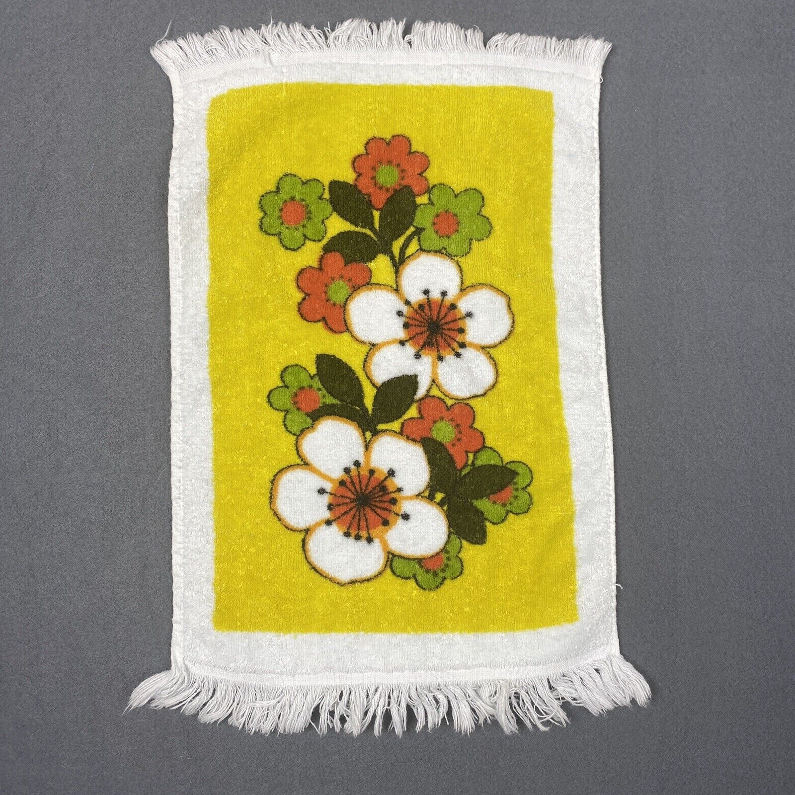 Retro Vintage Kitchen Tea Towel Sayco Screen Prints MCM Colorful Flowers 11x16