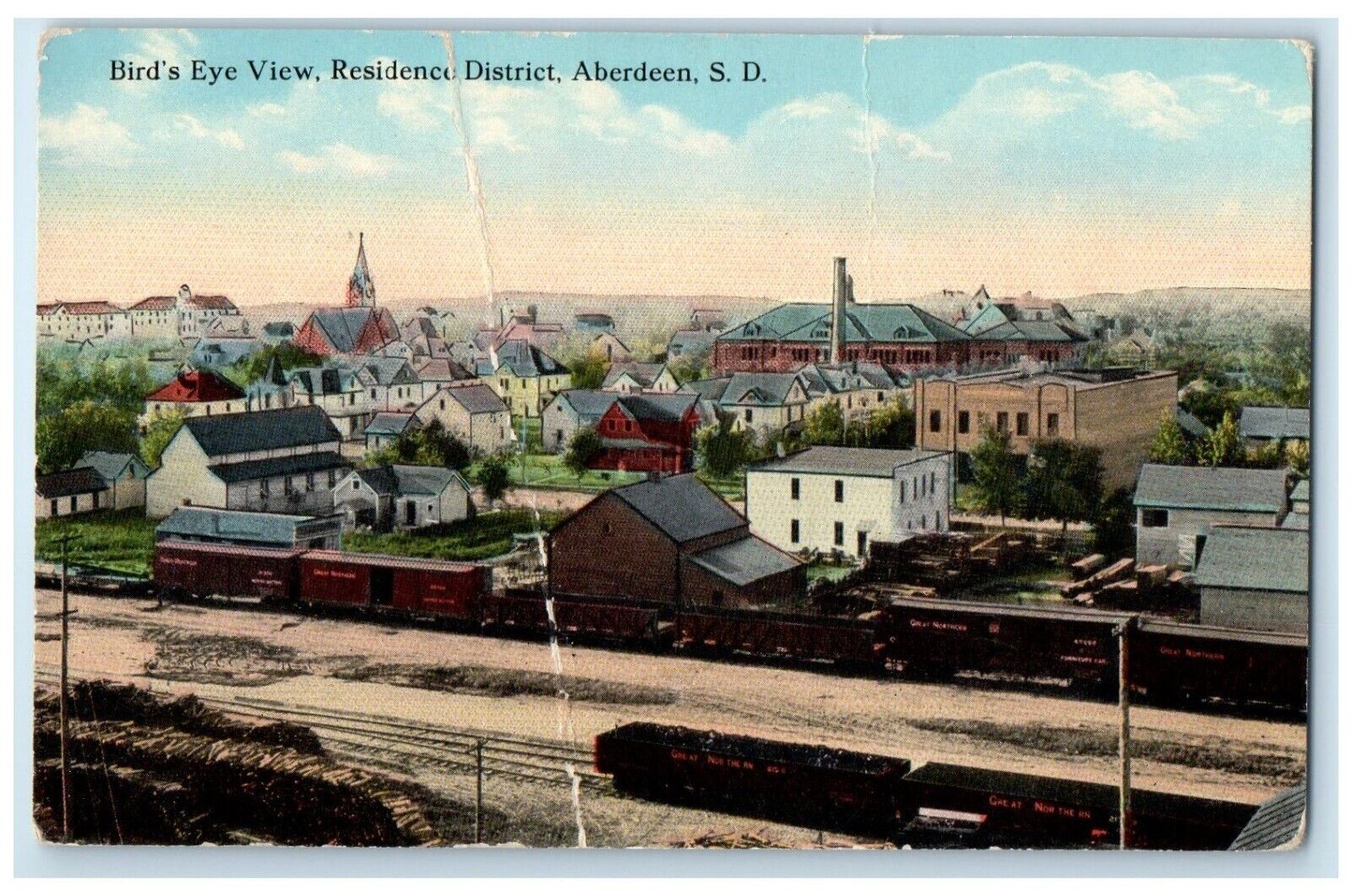 c1910 Birds Eye View Residence District Aberdeen South Dakota Vintage Postcard