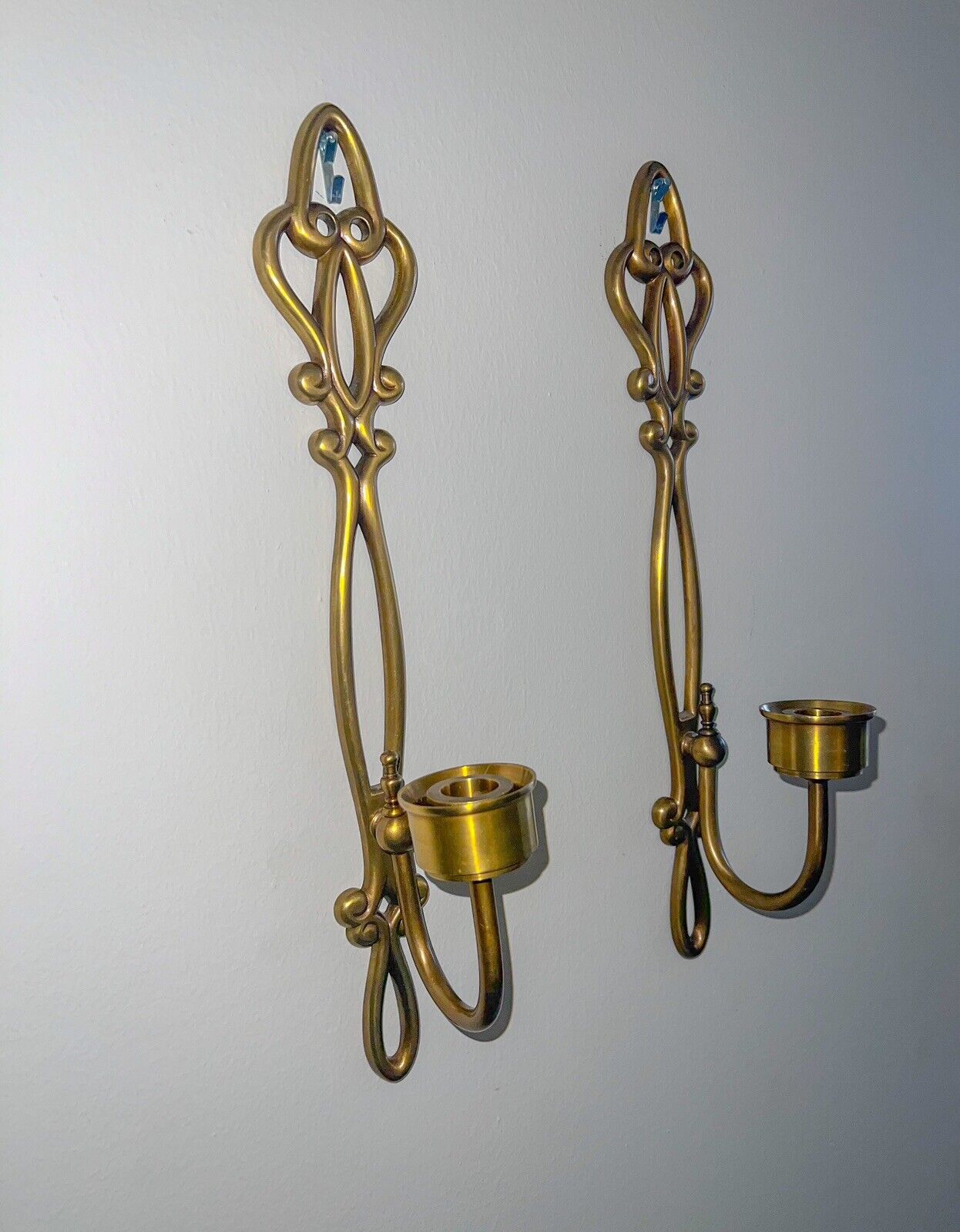 pair solid brass wall candlestick holder India