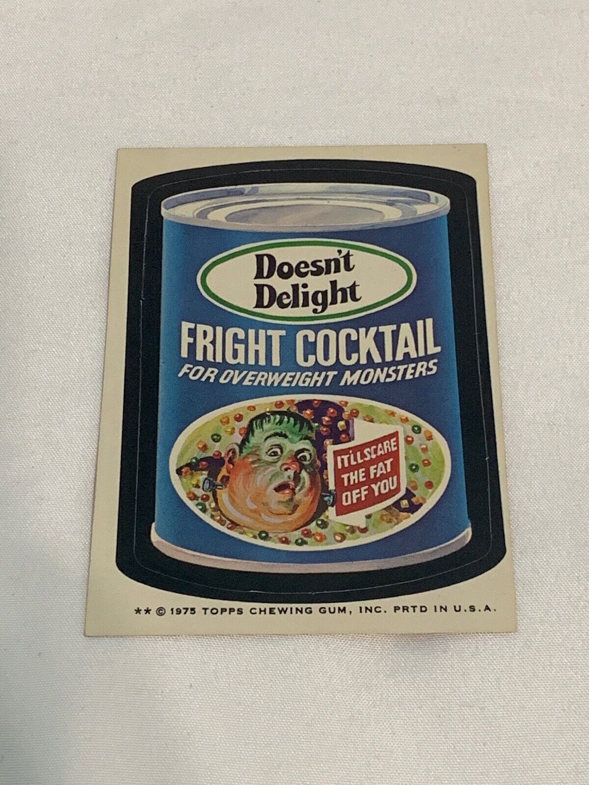 1975 Topps Wacky Packages Proof Fright Cocktail Sticker Card Brown Back