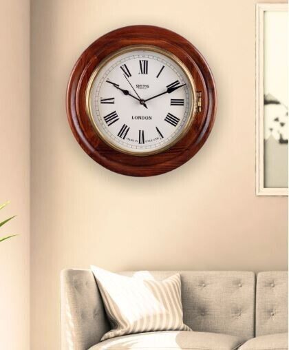 Solid Wood Vintage Open Close Wall Clock - 12 Inch