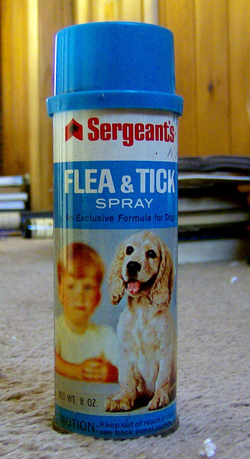 RARE vintage 1960s Sergeant\'s FLEA & TICK spray can GREAT DOG and KID GRAPHICS