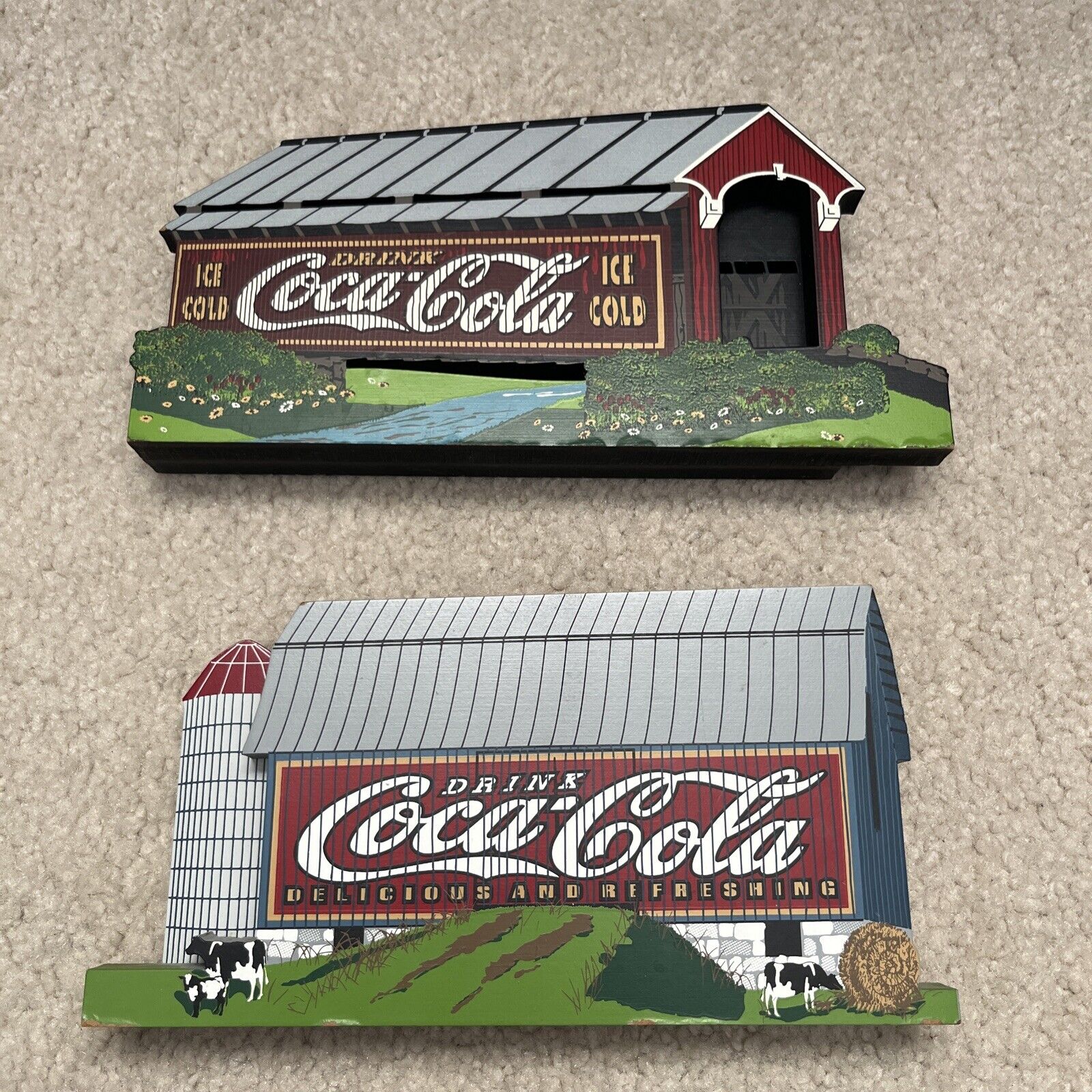 1998 SHELIA'S HOUSES  COVER YOUR THIRST COCA-COLA  Covered Bridge And Barn