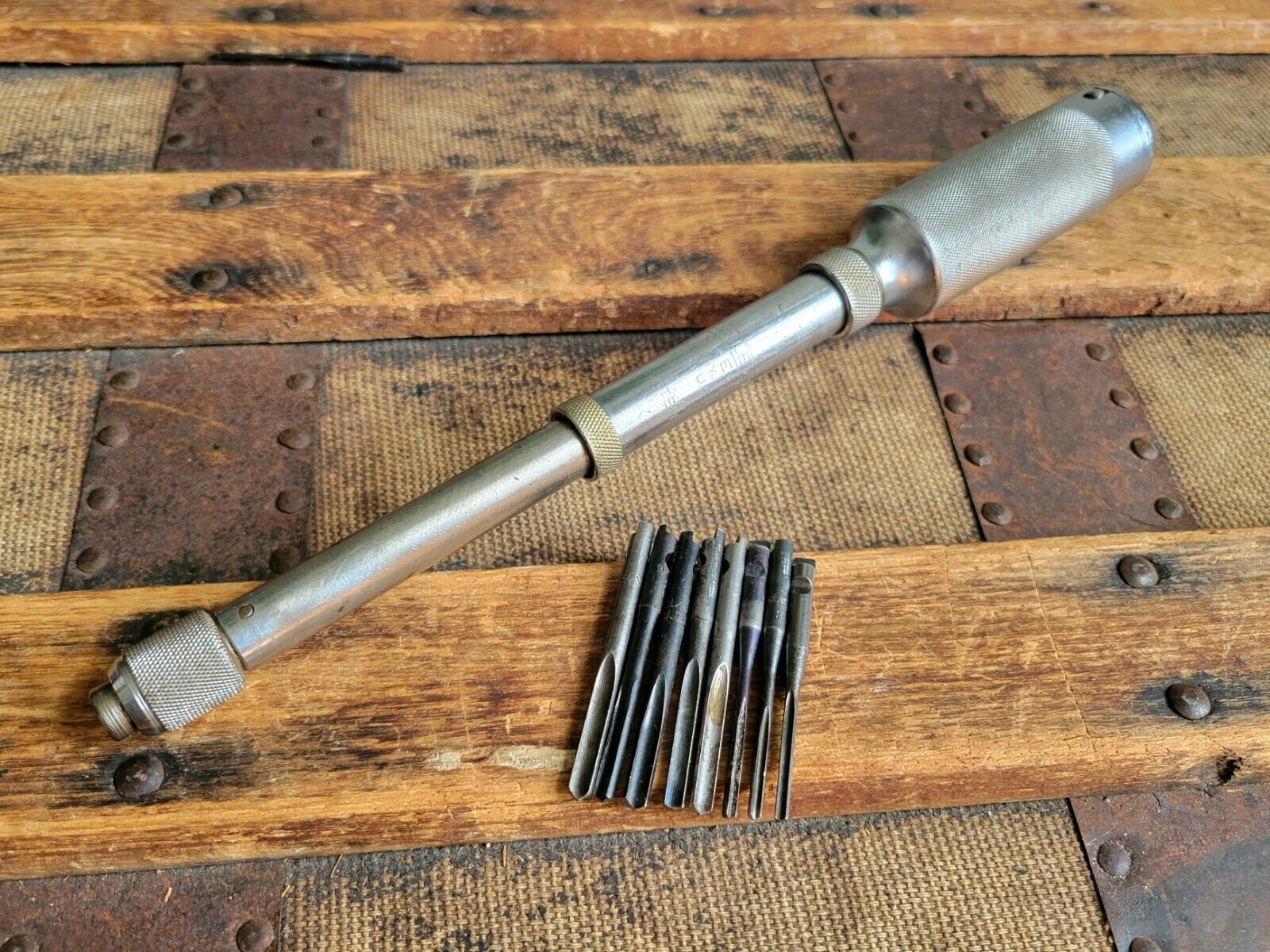 Vintage Stanley North Bros Yankee No. 41Y Hand Push Drill 8 Bits Bell System-B