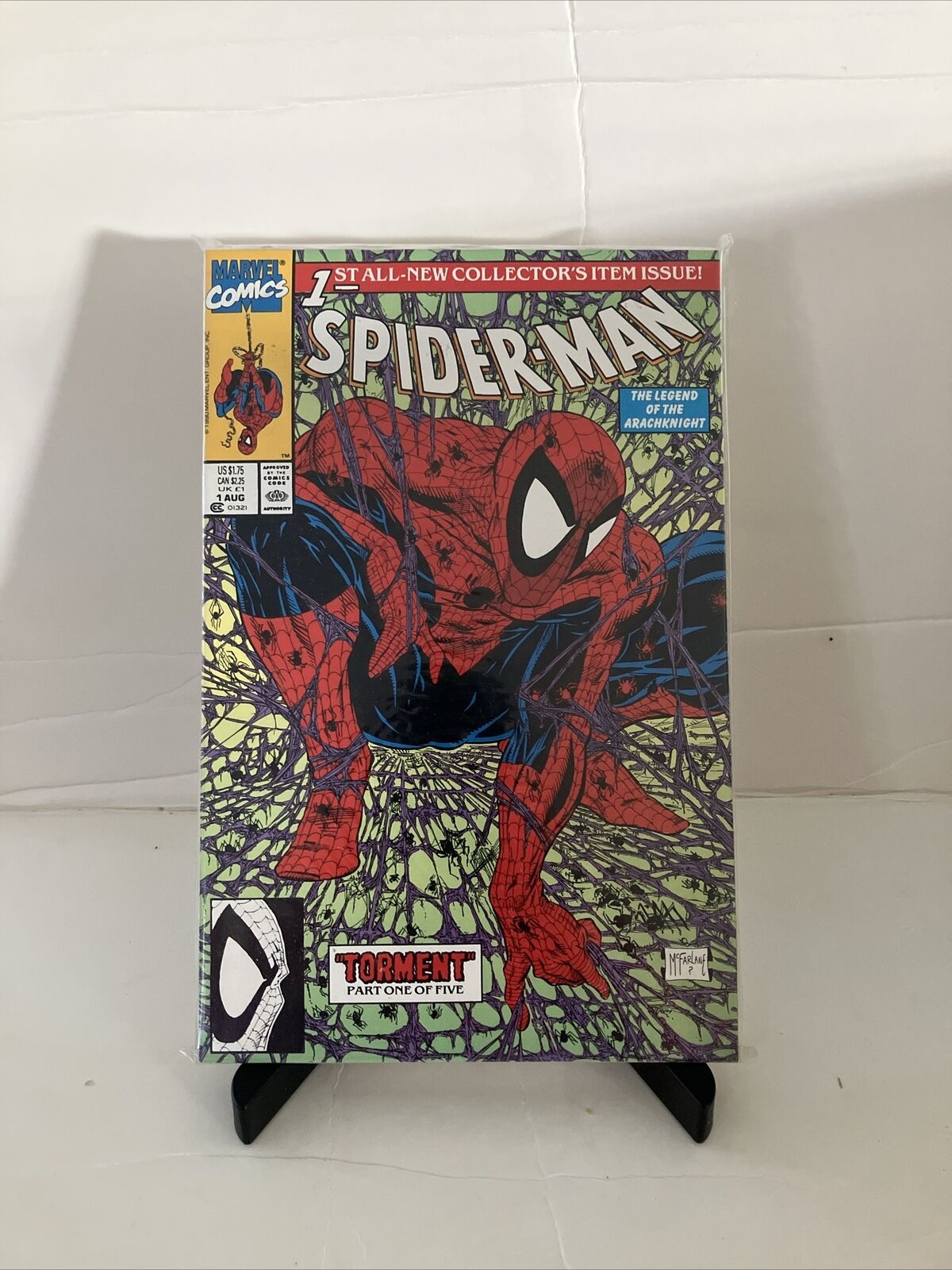 Spider-Man #1 Green Cover McFarlane Marvel, August 1990 Torment Part 1 Of 5