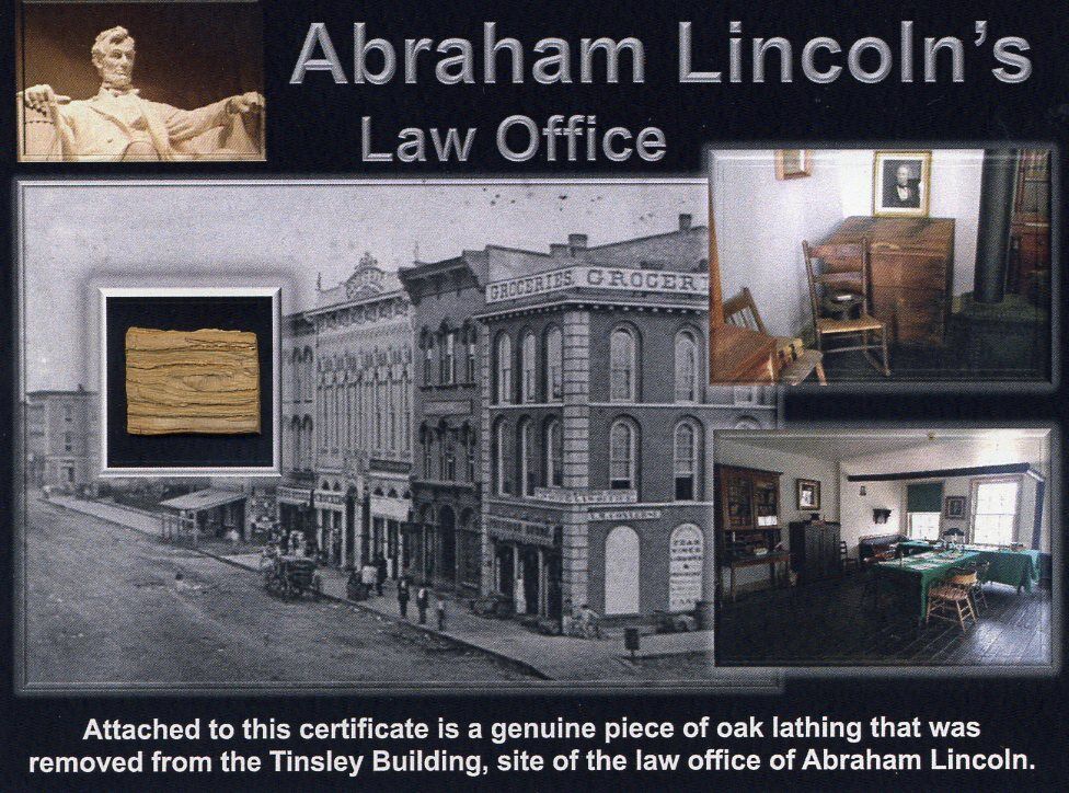Authentic Piece of Abraham Lincoln's Law Office Site On Gorgeous Certificate COA