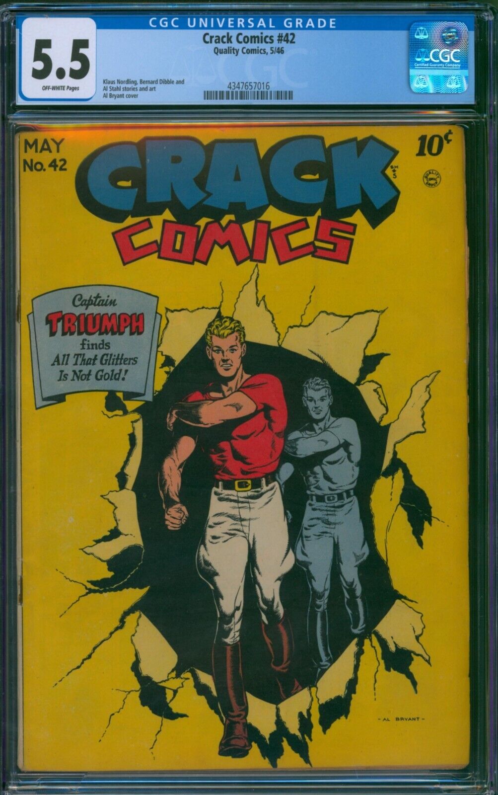 Crack Comics #42 (1946) ⭐ CGC 5.5 ⭐ Captain Triumph Golden Age Quality Comic