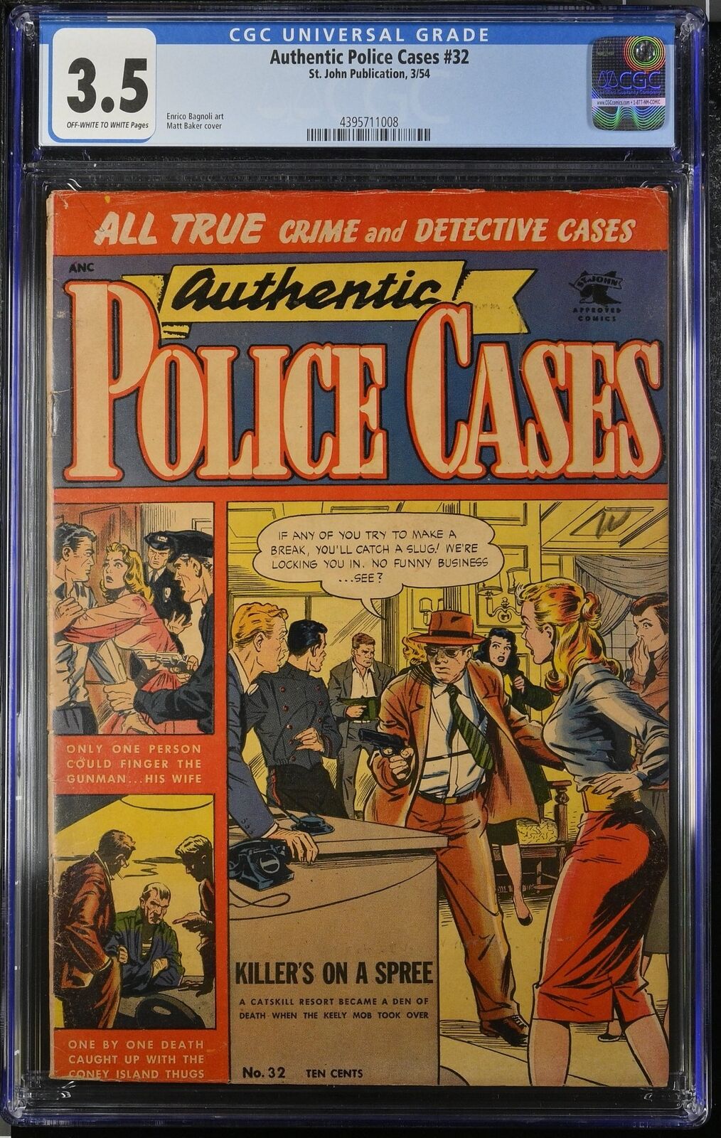 Authentic Police Cases #32 CGC VG- 3.5 Pre-Code Crime Matt Baker Cover