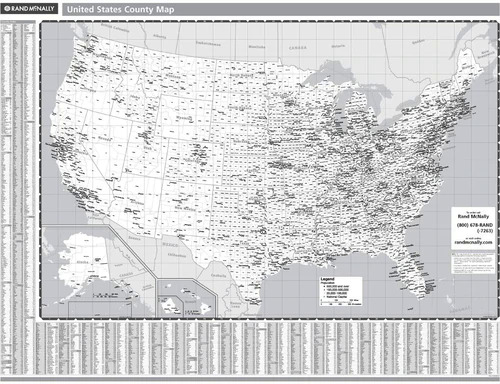 PROSERIES WALL MAP: UNITED STATES COUNTIES (B&W) (R)