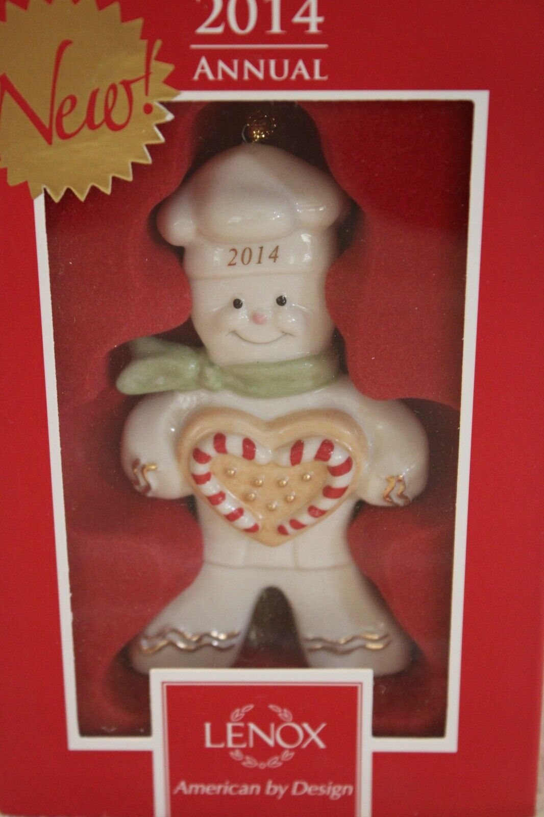 Lenox -2014 Annual Gingerbread Man Ornament Peppermint  Love W/Box