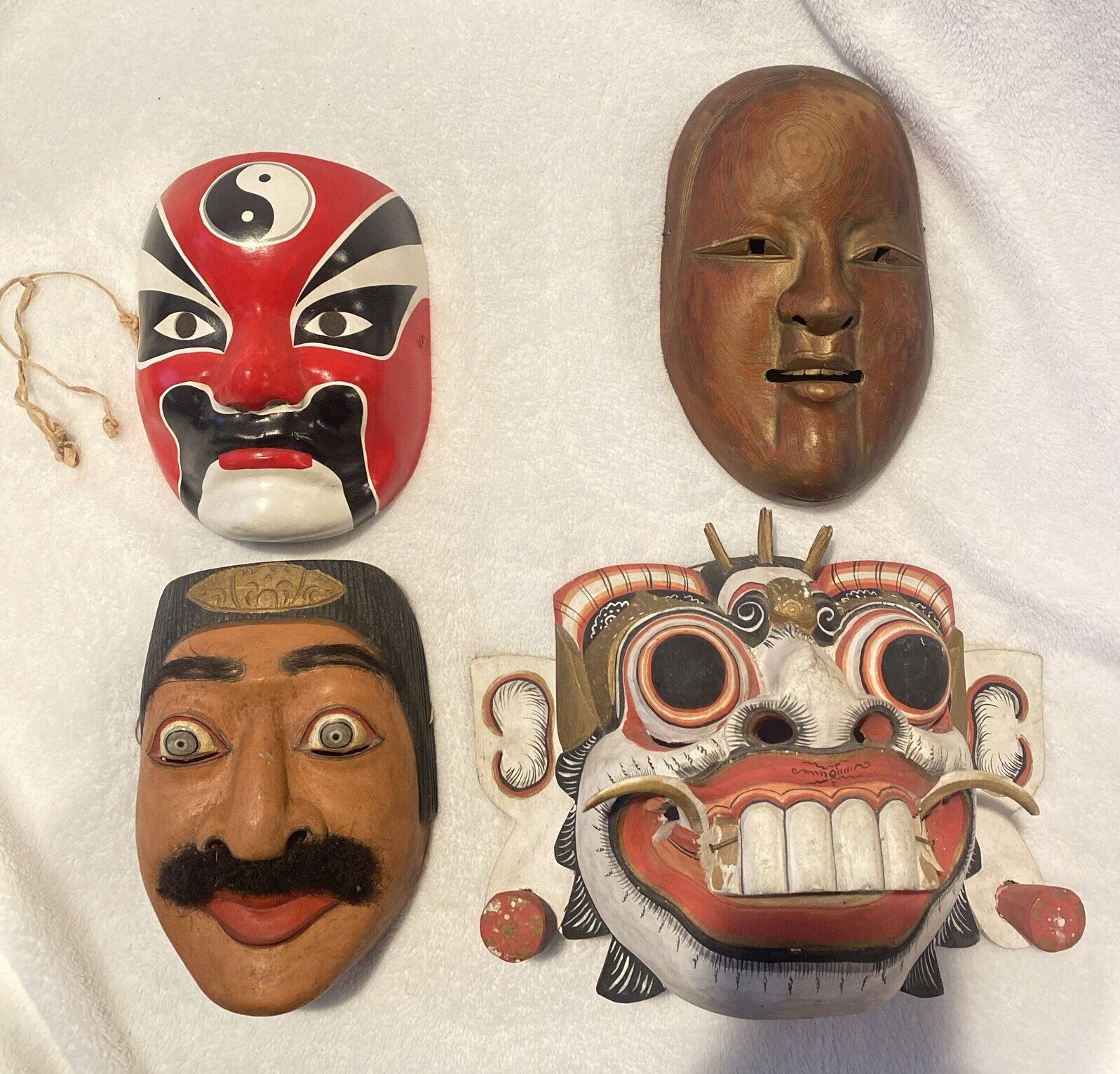 Vintage Traditional Hand Carved Balinese Barong Wooden Mask + More Rare Unique