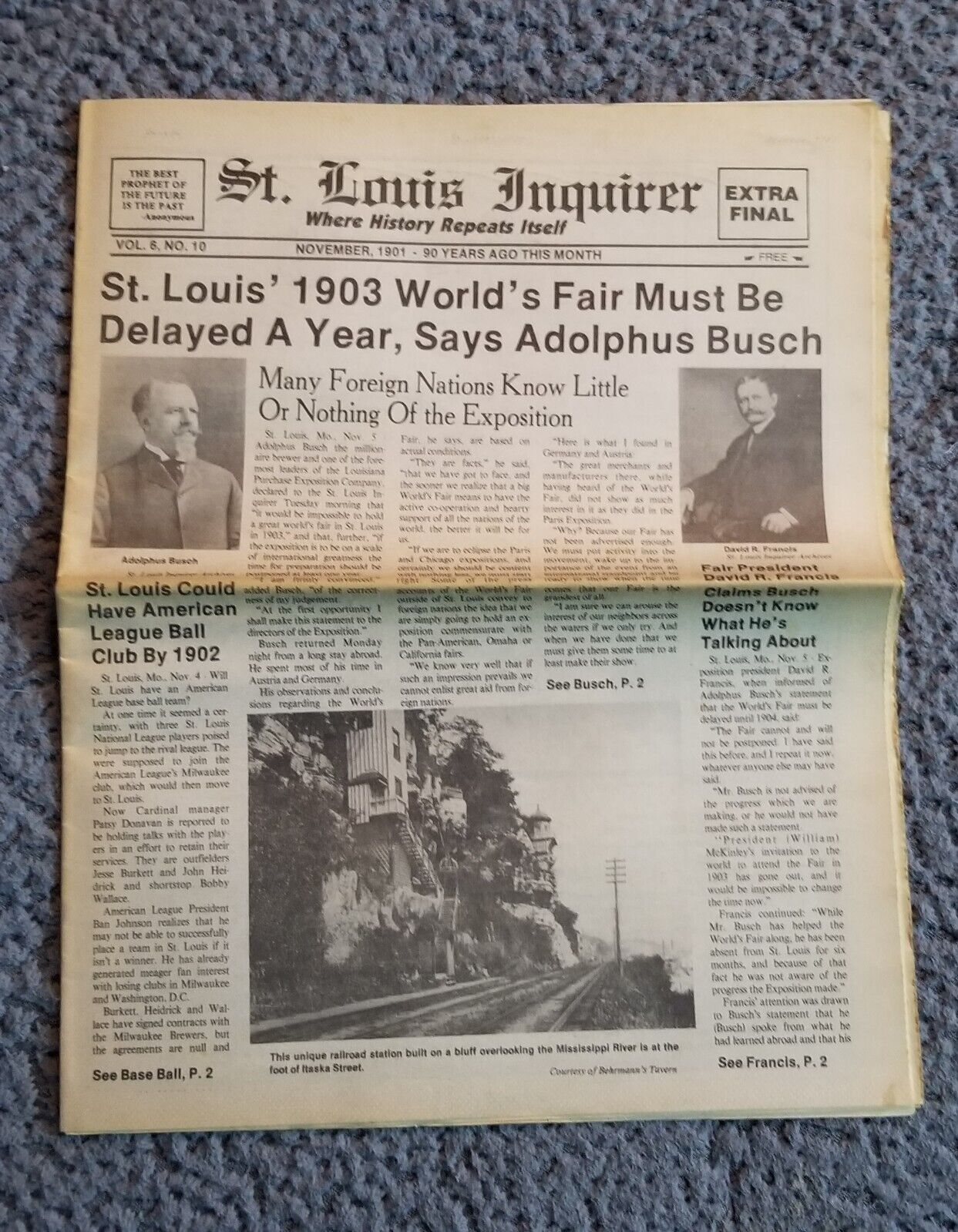 Vintage St Louis Inquirer Newspaper Adolphus Busch 1903 World's Fair Delayed  Mo