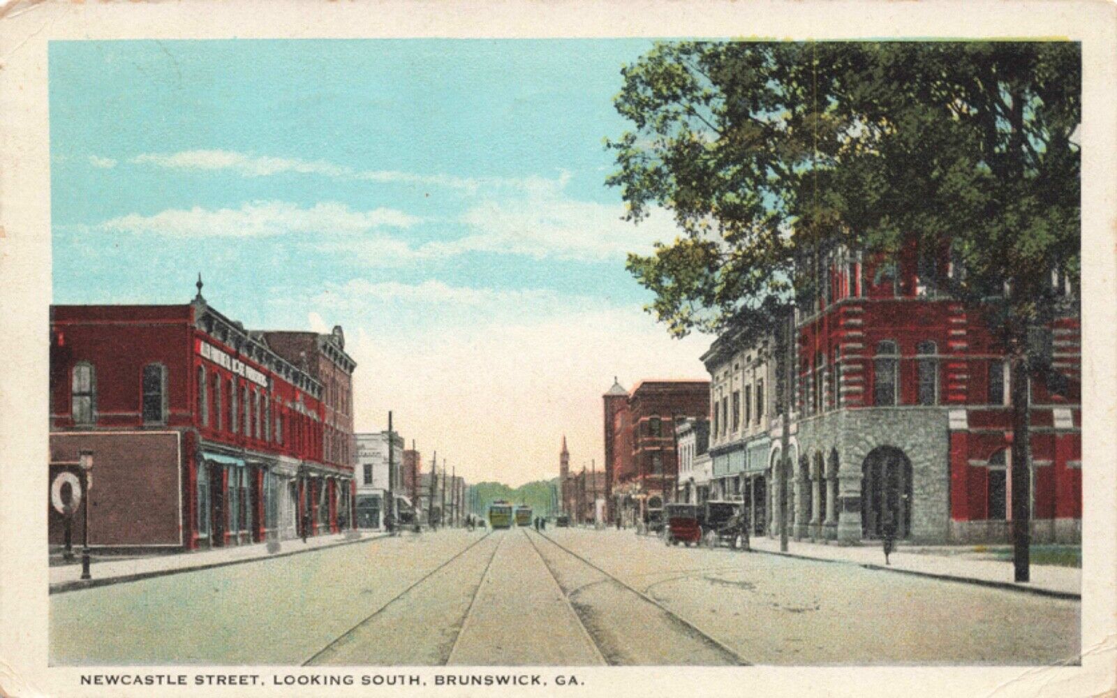 Brunswick Ga ANewcastle Street Looking South White Border 1921 Georgia GA18