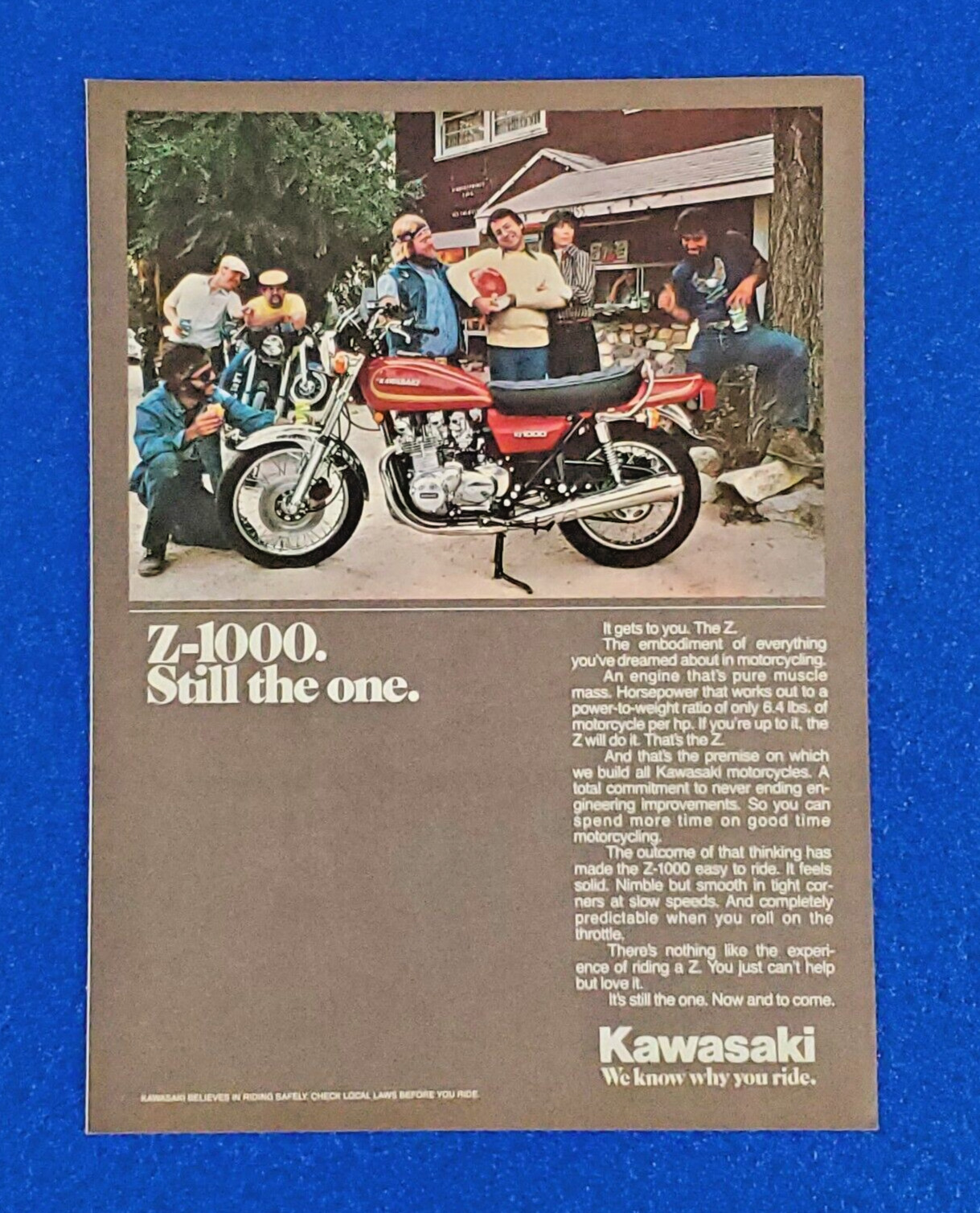 1978 KAWASAKI Z-1000 ORIGINAL COLOR PRINT AD 