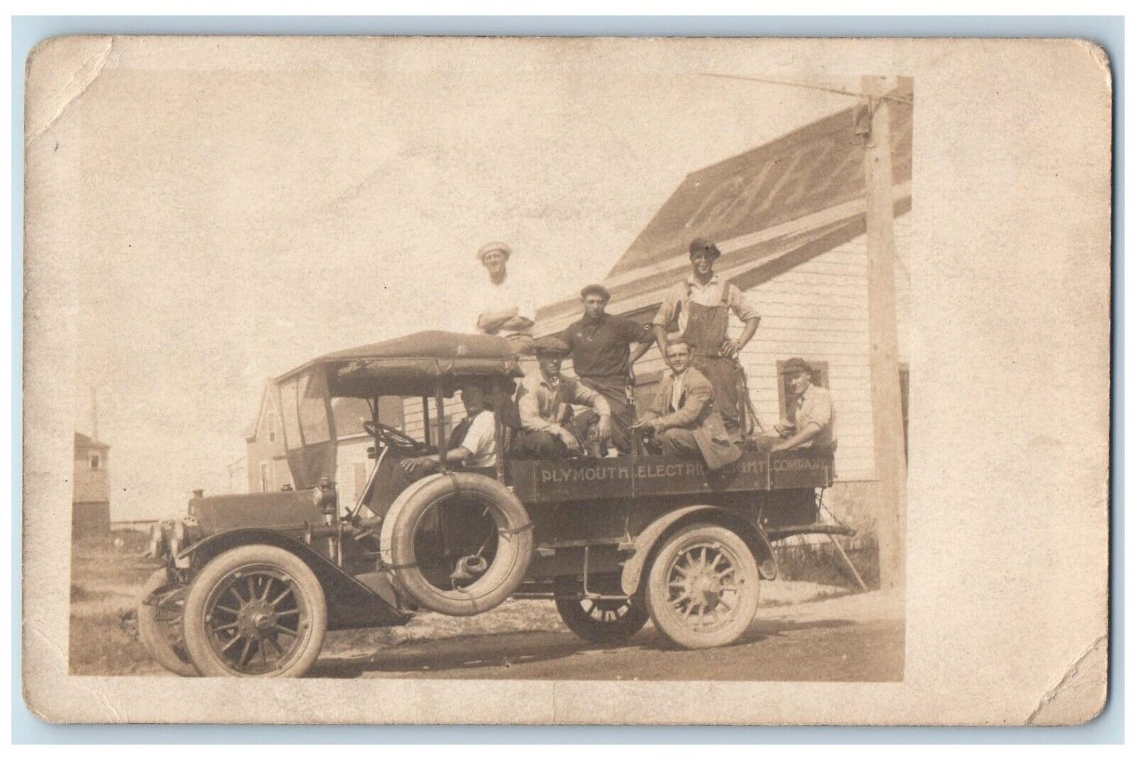 c1910\'s Plymouth Electric Light Company Truck Employees RPPC Photo Postcard