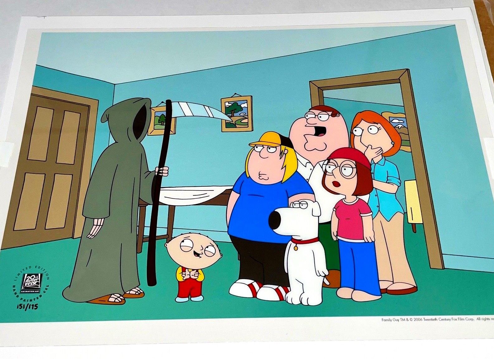 Family Guy Cel Death Is A Bitch Hand Painted Limited Edition Very Rare Cell