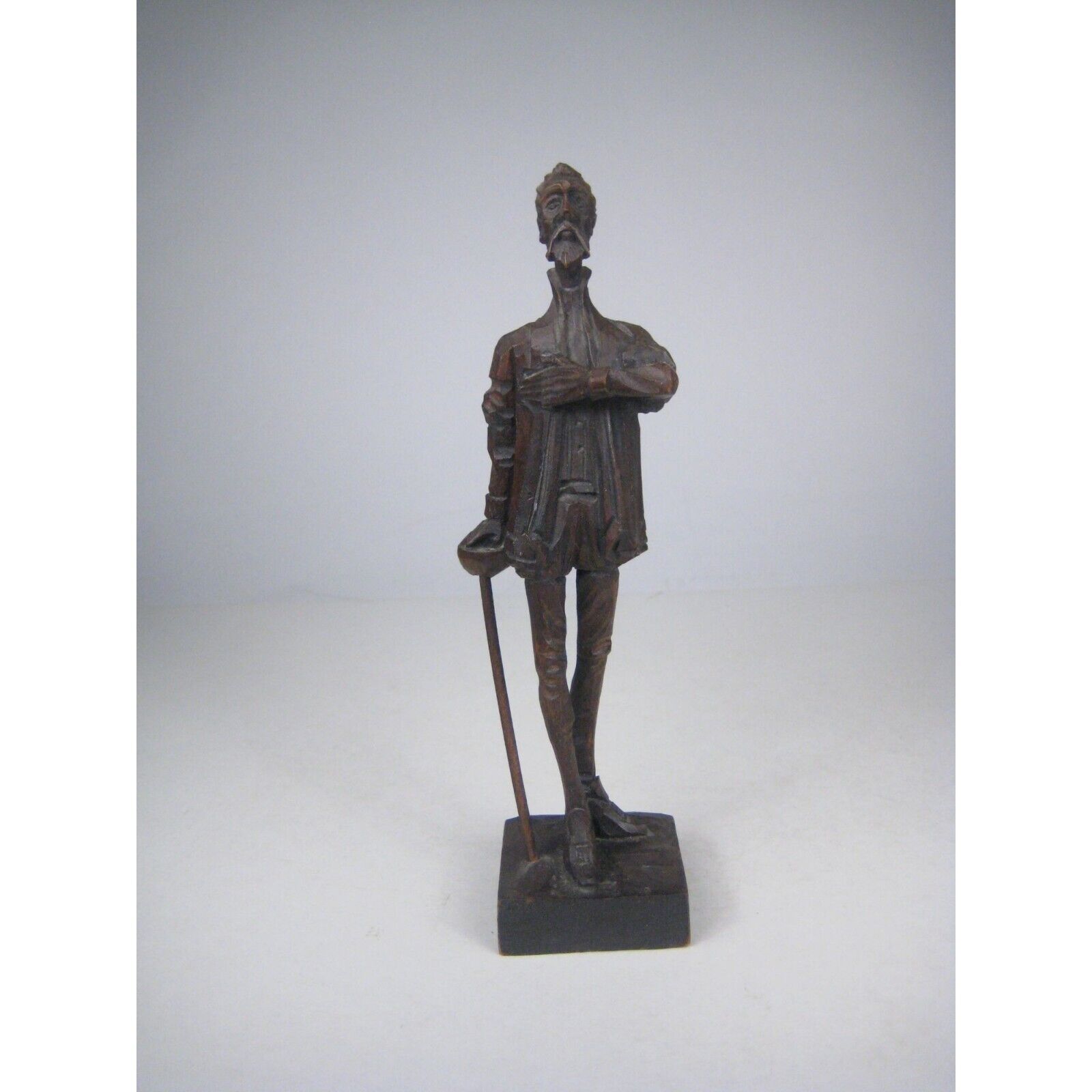 Vintage Ouro Artesania Spain Don Quixote Carved Wood Figure Wooden Sculpture 580