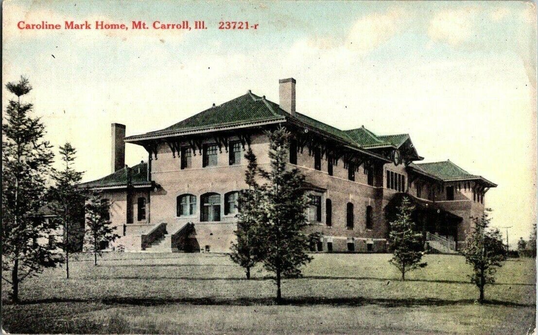 1910. MT. CARROLL, ILL. CAROLINE MARK RESIDENCE. POSTCARD.