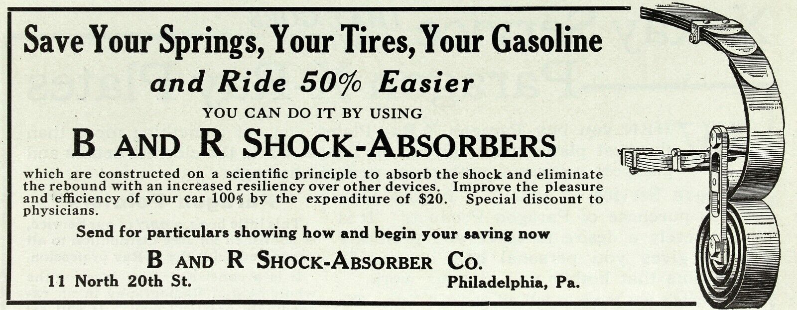 1915 B AND R SHOCK-ABSORBERS Auto Advertising Original Antique Print Ad