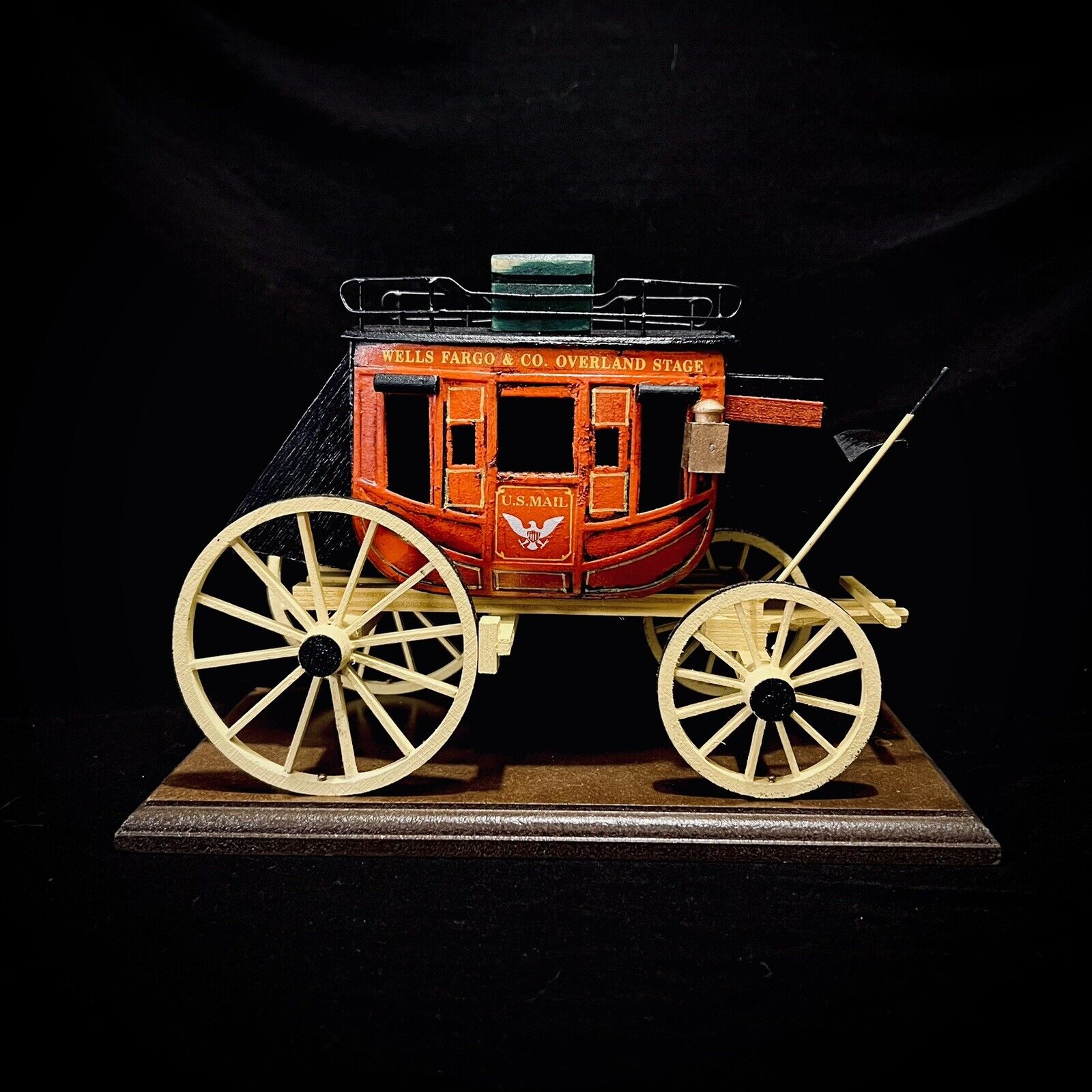 Vintage Wells Fargo Handmade Wooden Stage Coach By Oscar Cortes New In Box