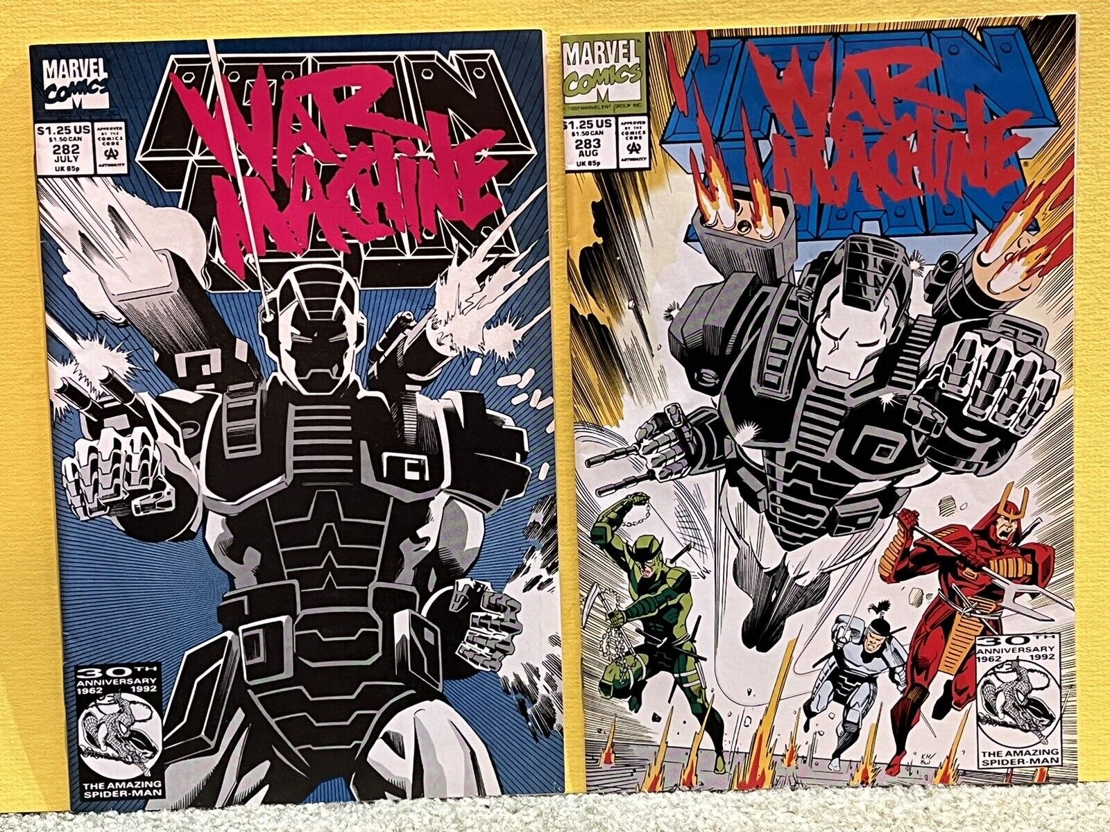2 Iron Man # 282 - 1st full War Machine NM- Condition & # 283 Comic Book Lot Set