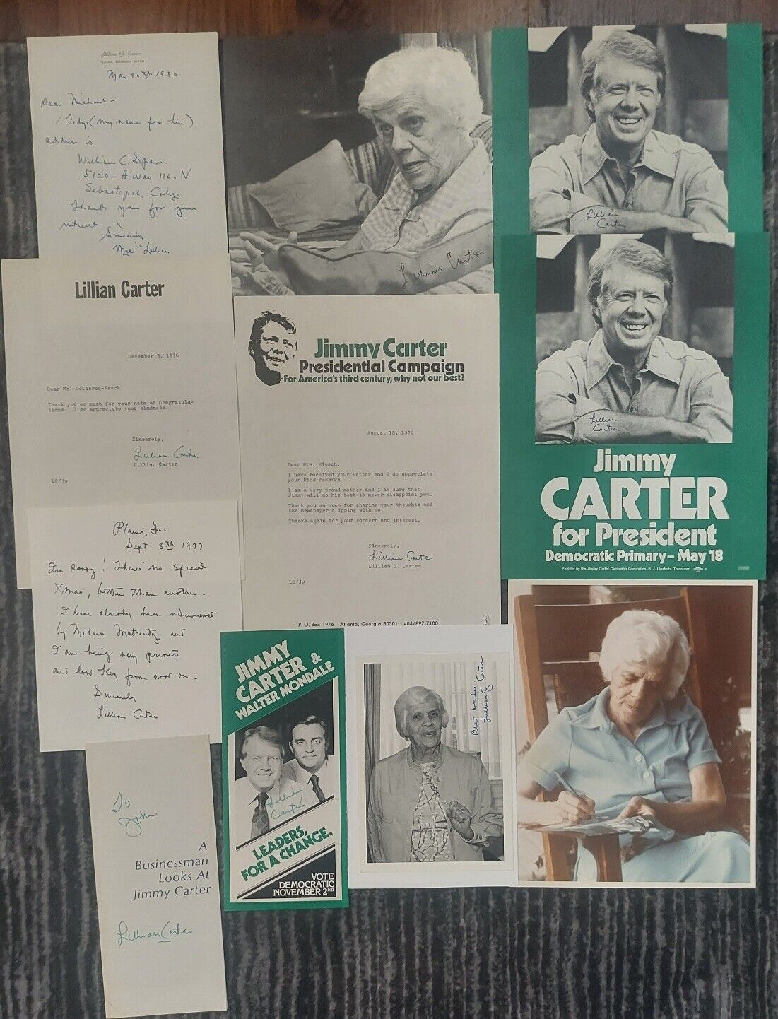 Ms. Lillian Carter Lot Of Signed Materials Jimmy’s Mother RARE