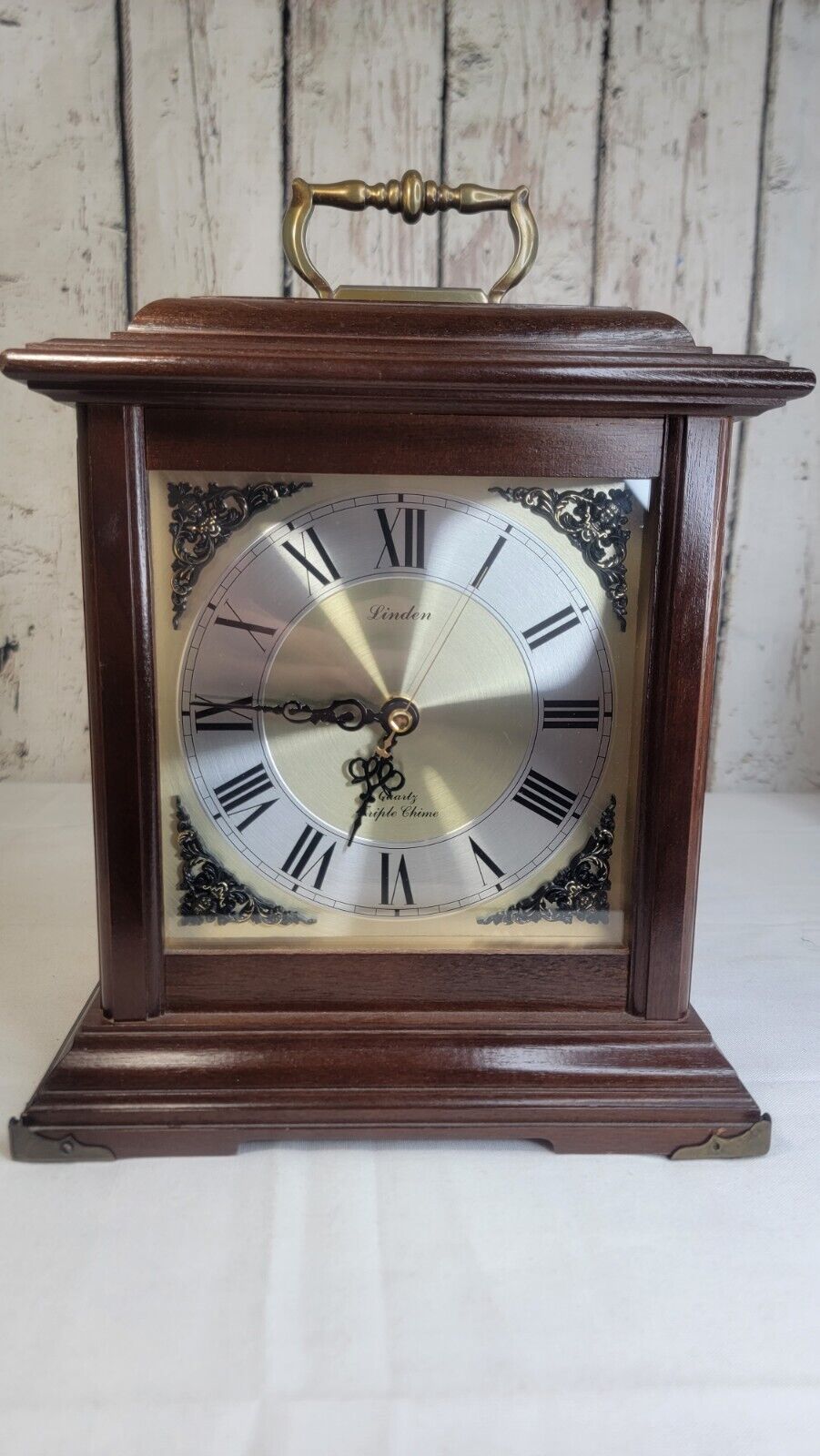 Triple Chime/ Linden Quarts  Mantel Clock. Tested Keeps time (see full details)