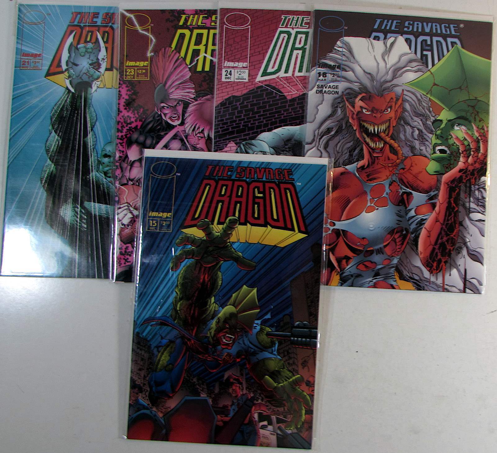 Savage Dragon Lot of 5 #21,23,24,16,15 Image Comics (1994) 1st Print Comic Books