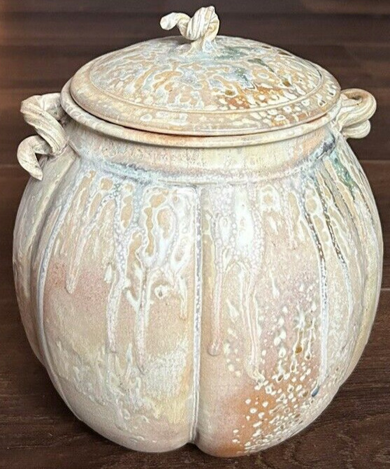 Kenneth Willingham Studio Pottery Cookie Jar Canister Pot Earthtones Pumpkin