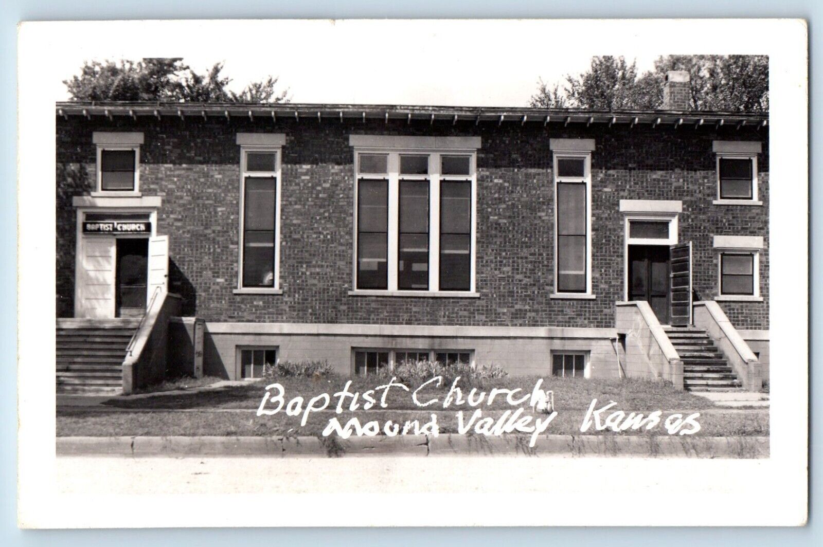 Mound Valley Kansas KS Postcard RPPC Photo Baptist Church 1963 Posted Vintage