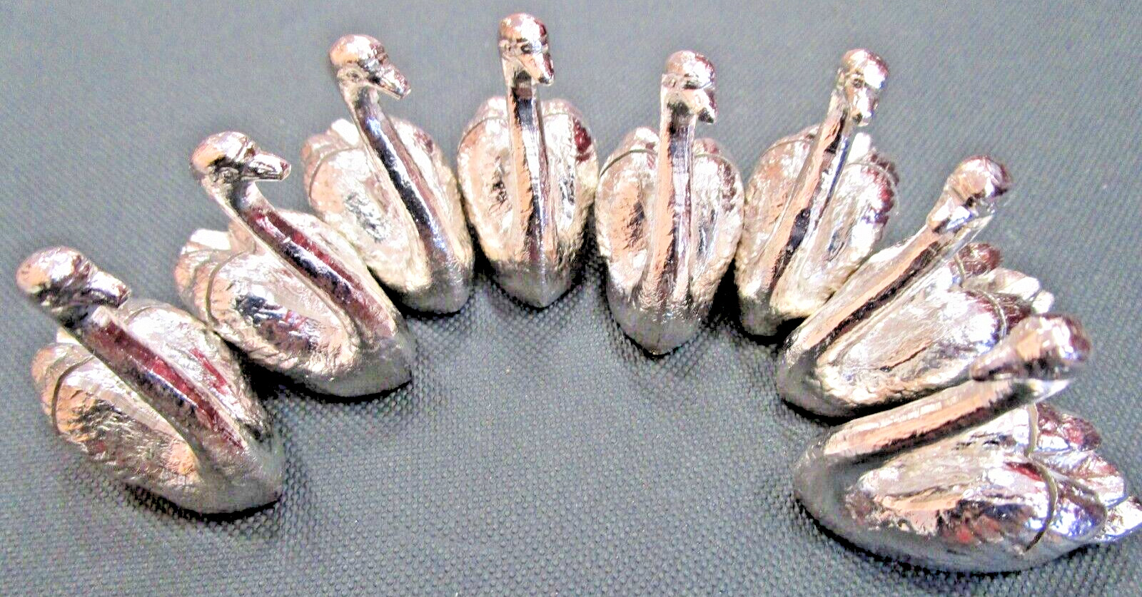 VTG EUC STERLING SILVER PLATED WEIGHTED SWAN PLACE CARD TABLE HOLDERS SET/8