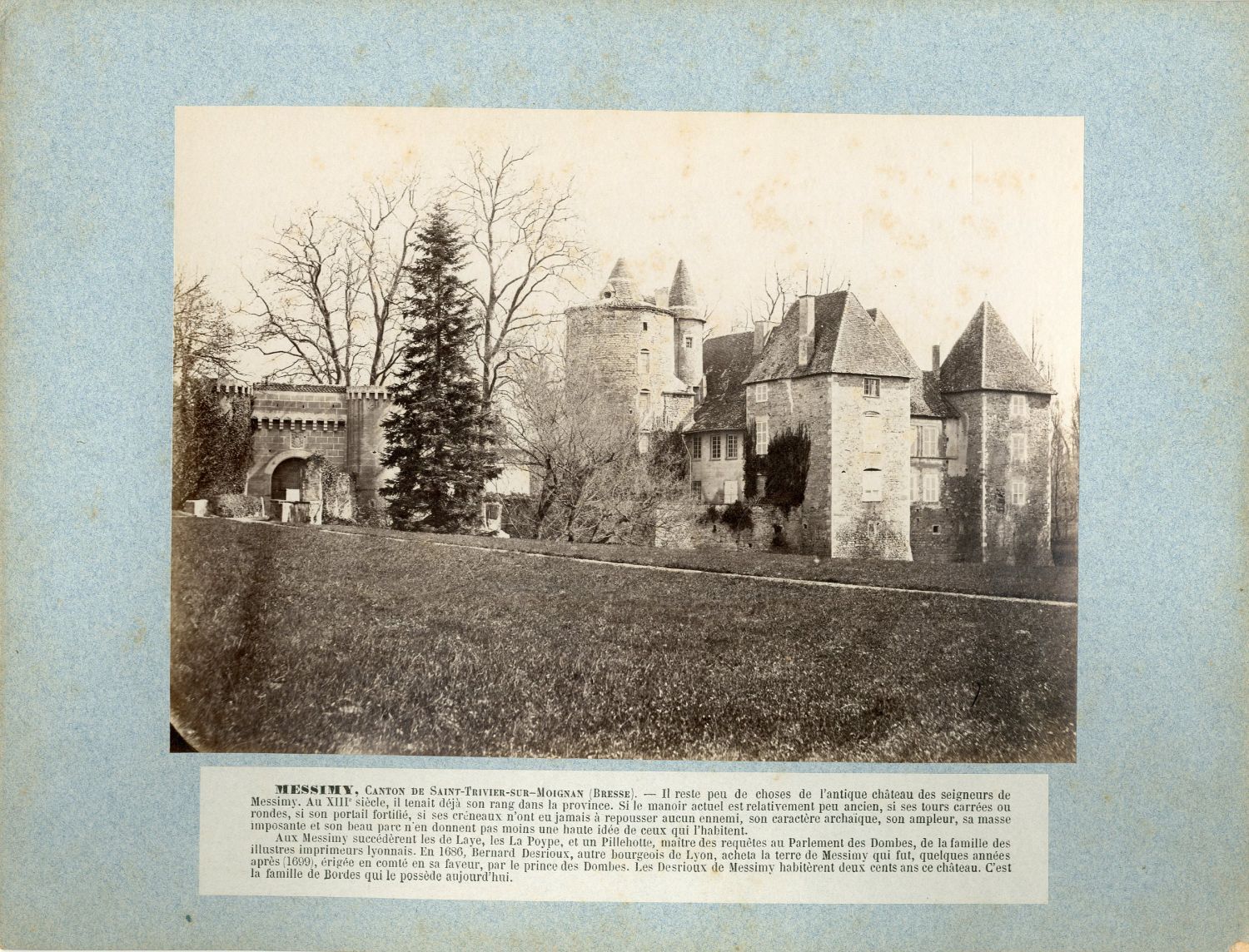 France, Château de Messimy, Saint Trivier sur Moignan (Ain) Vintage albumen pri