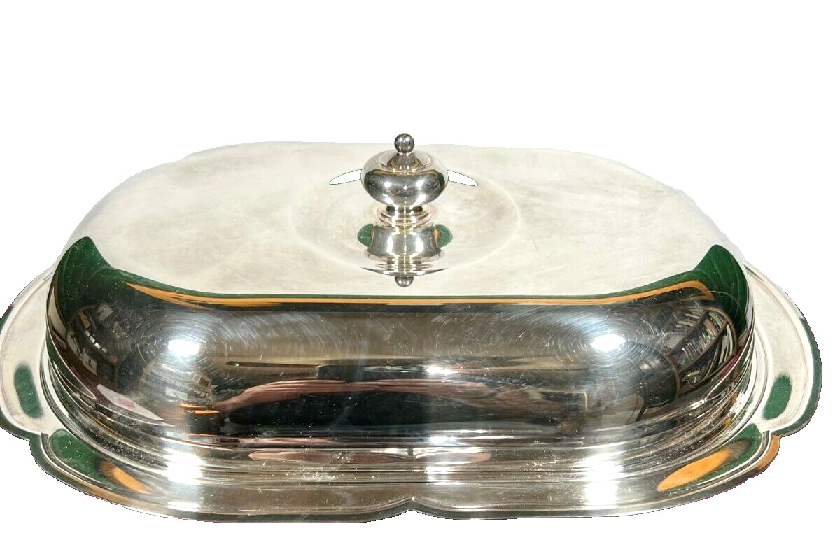 Vintage 1960s Italian Silver on Brass Server with Lid,  Traite Argent Silver Co.