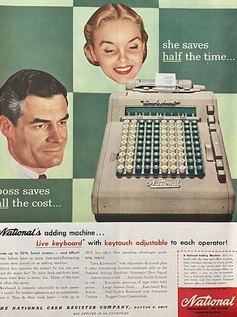 Rare 1950's Vintage Original Typewriter Word Processor Woman & Boss Work AD